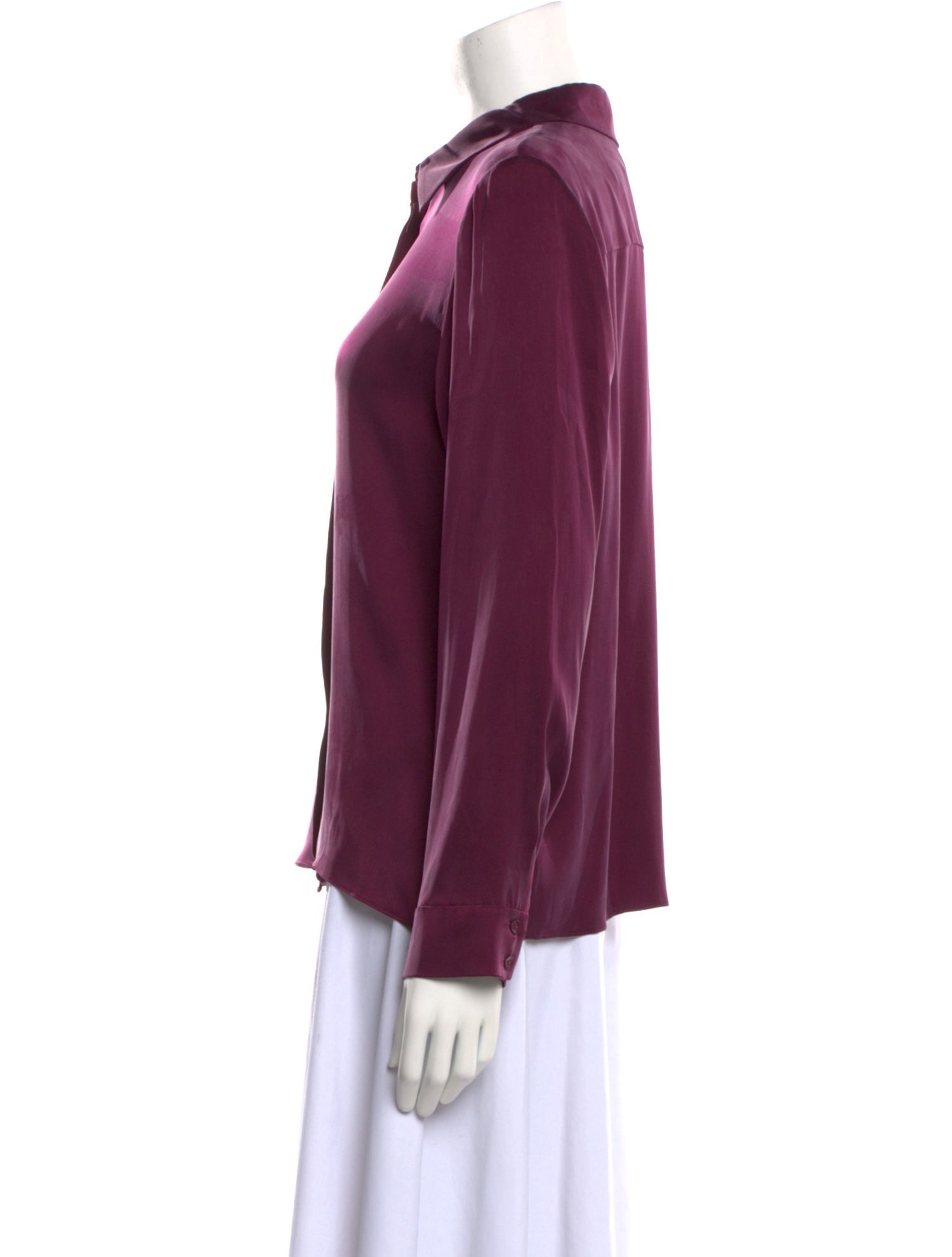 Alice + Olivia Silk Long Sleeve Button-Up Top