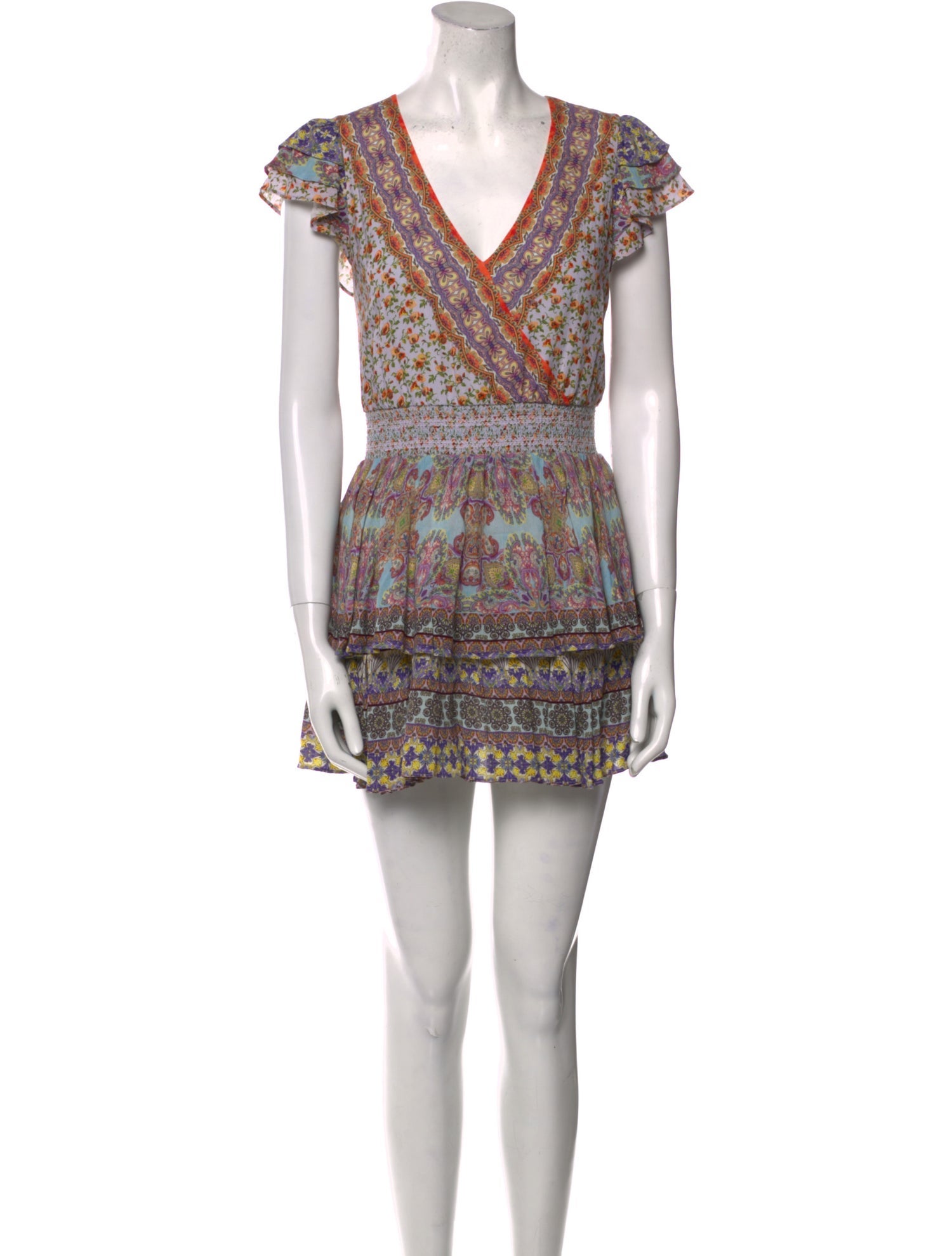 Alice + Olivia Floral Print V-Neck Romper