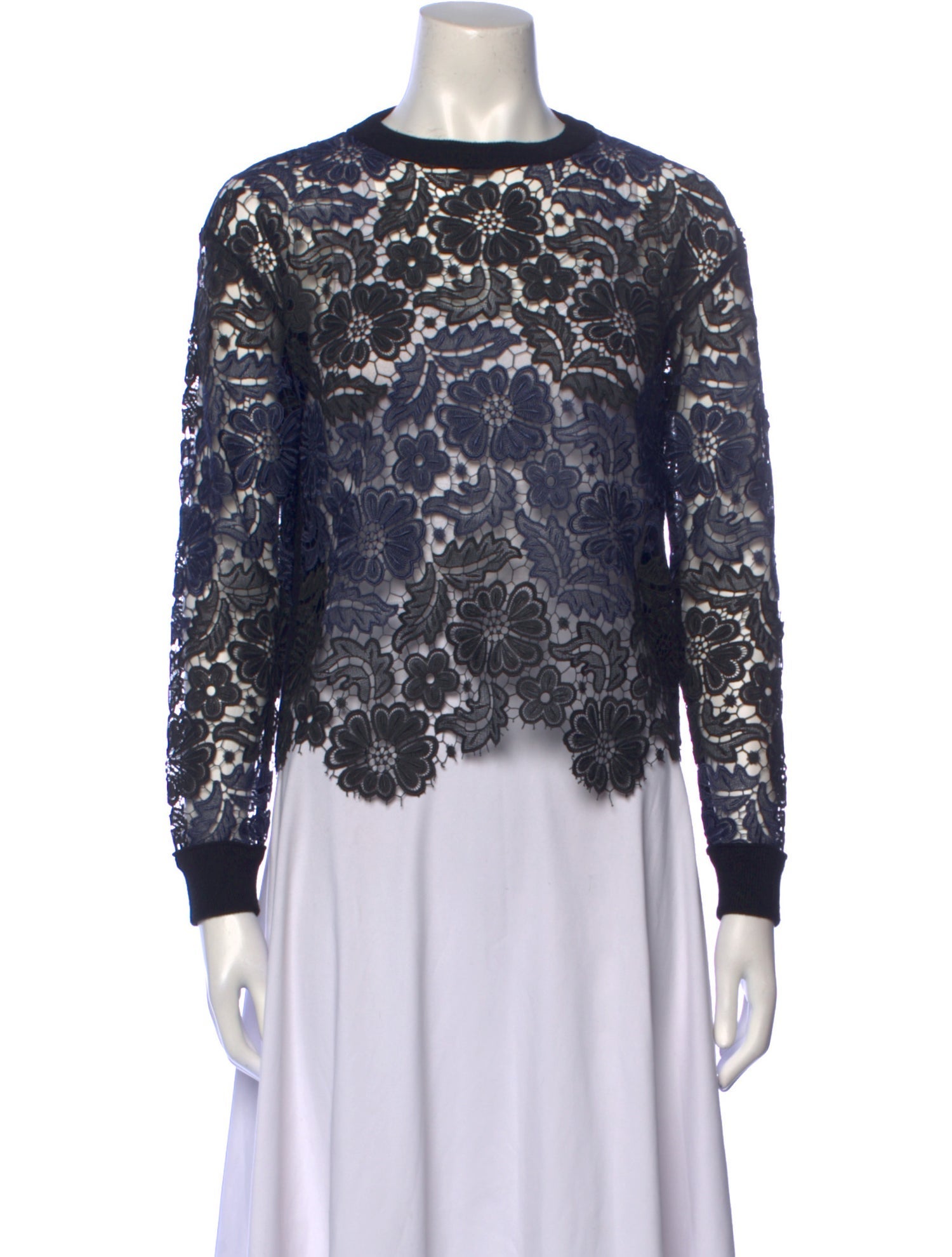 Alice + Olivia Wool Lace Pattern Sweater
