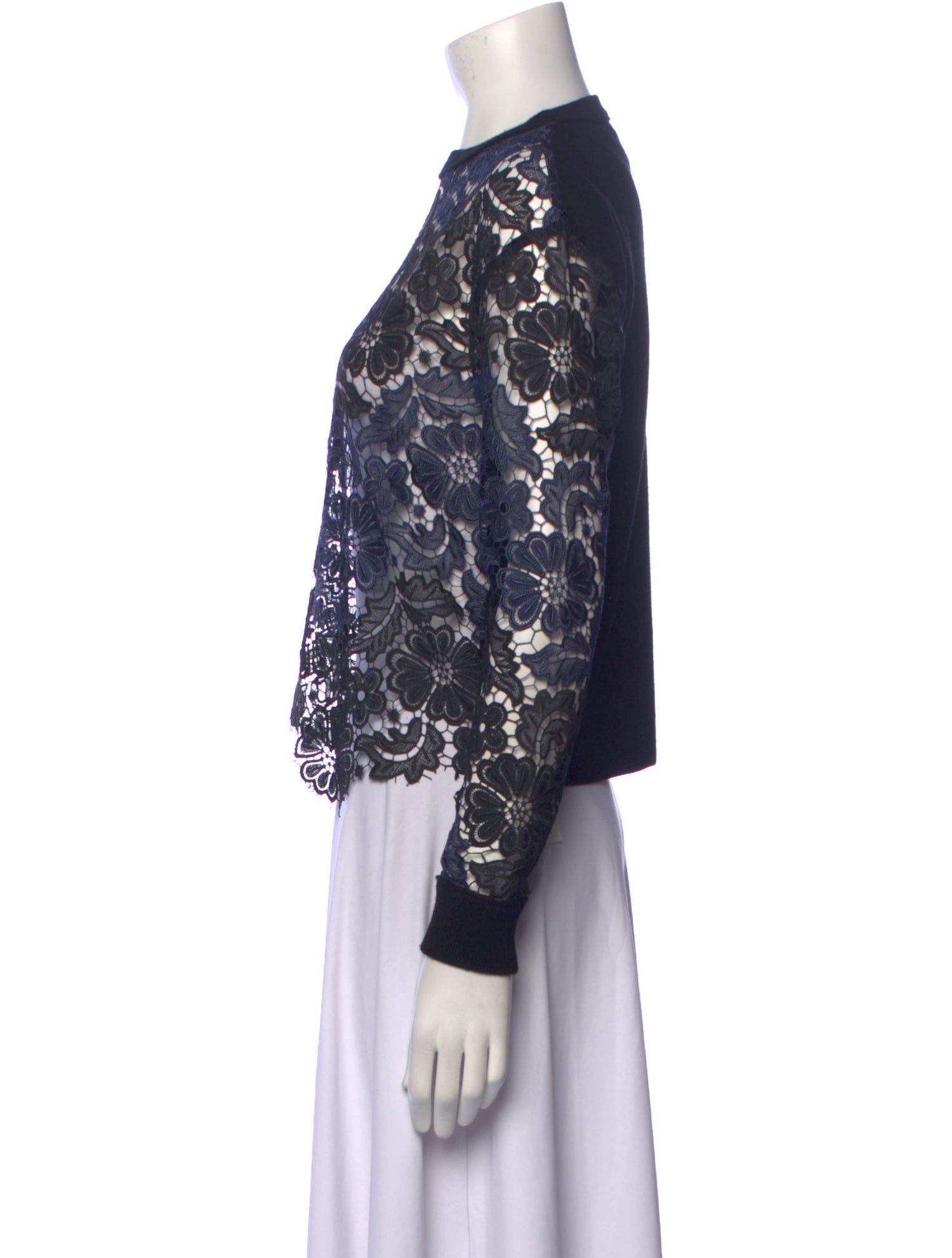 Alice + Olivia Wool Lace Pattern Sweater