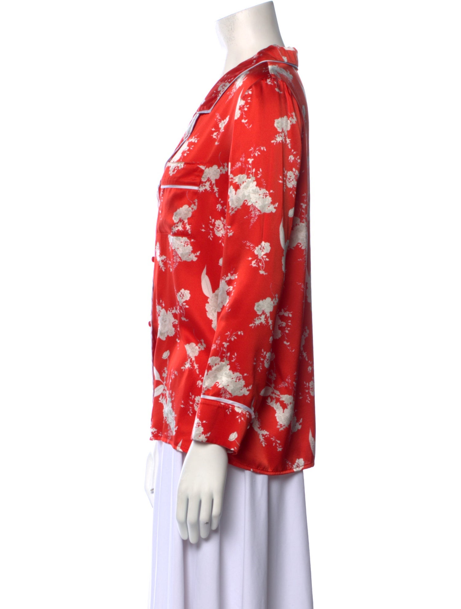 Alice + Olivia Silk Floral Print Button-Up Top