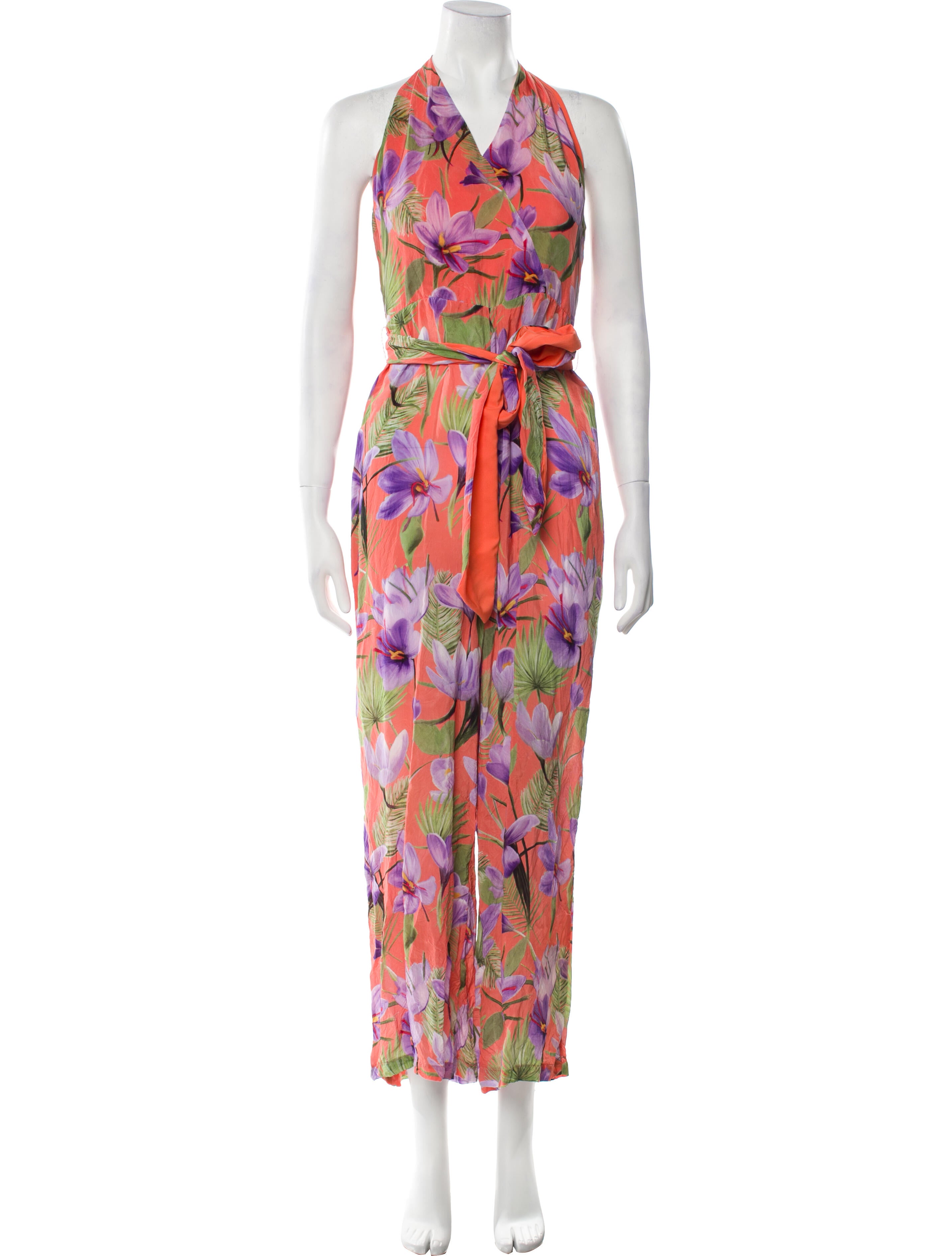 Alice + Olivia Floral Print V-Neck Jumpsuit