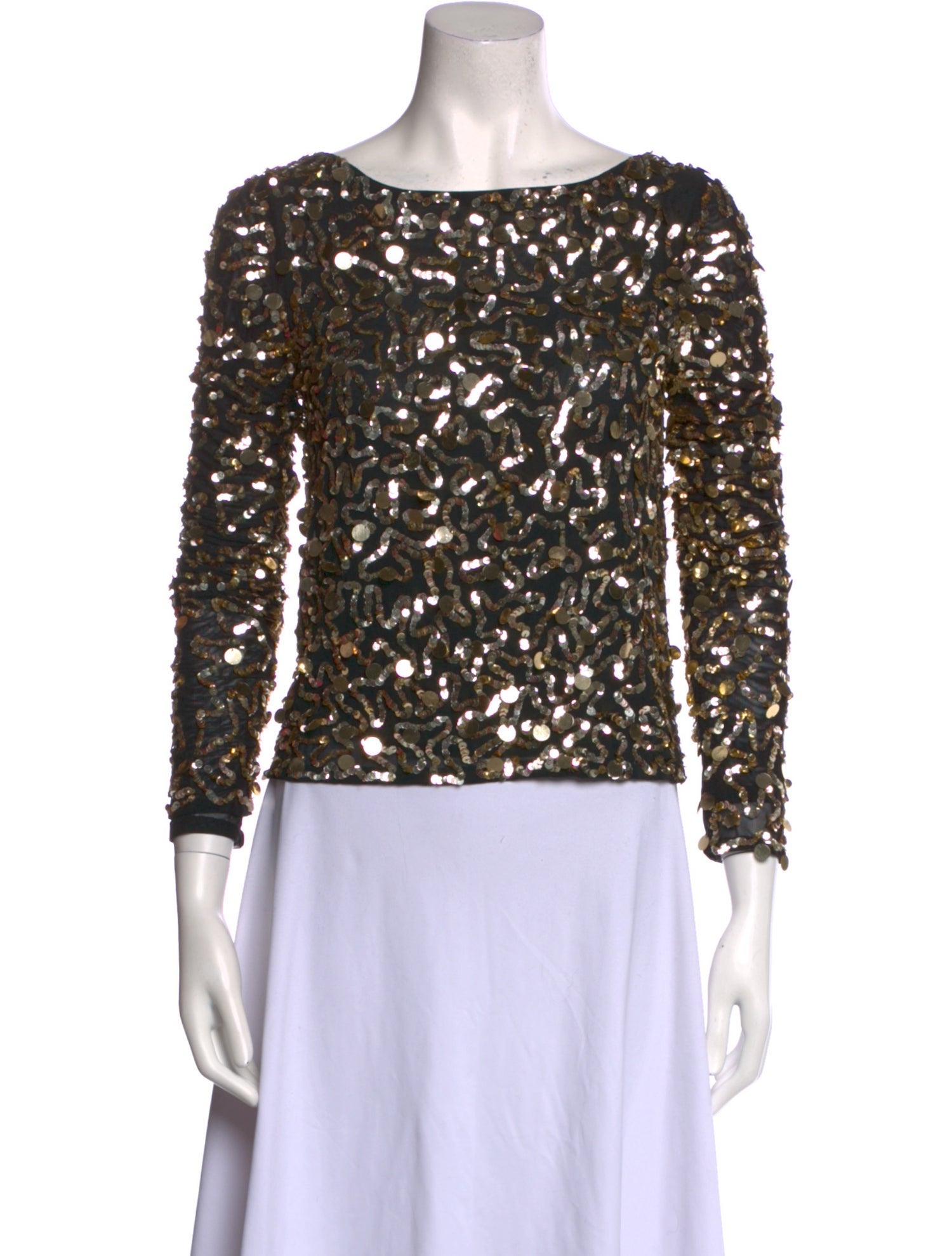 Alice + Olivia Silk Bateau Neckline Top