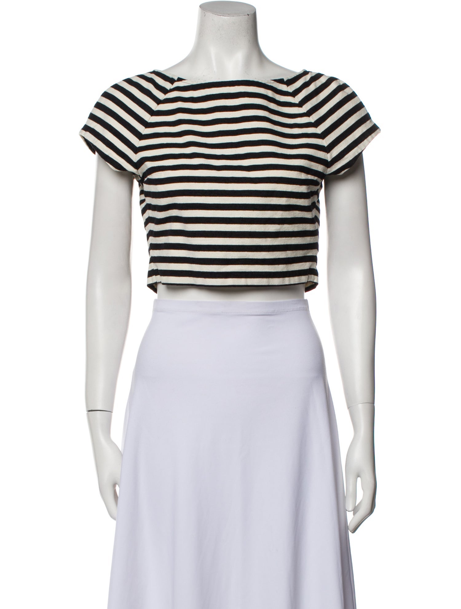 Alice + Olivia Striped Bateau Neckline Crop Top