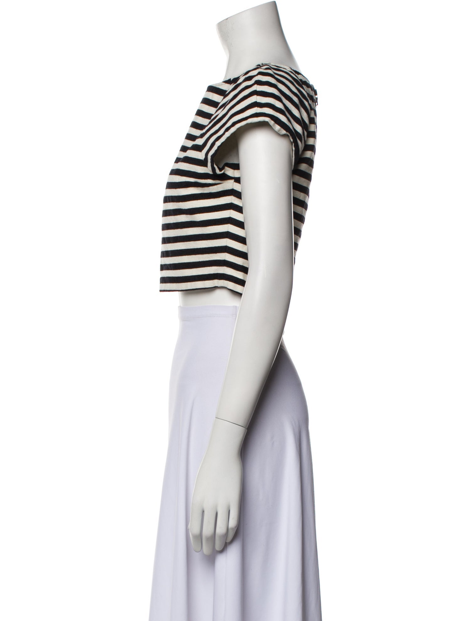 Alice + Olivia Striped Bateau Neckline Crop Top