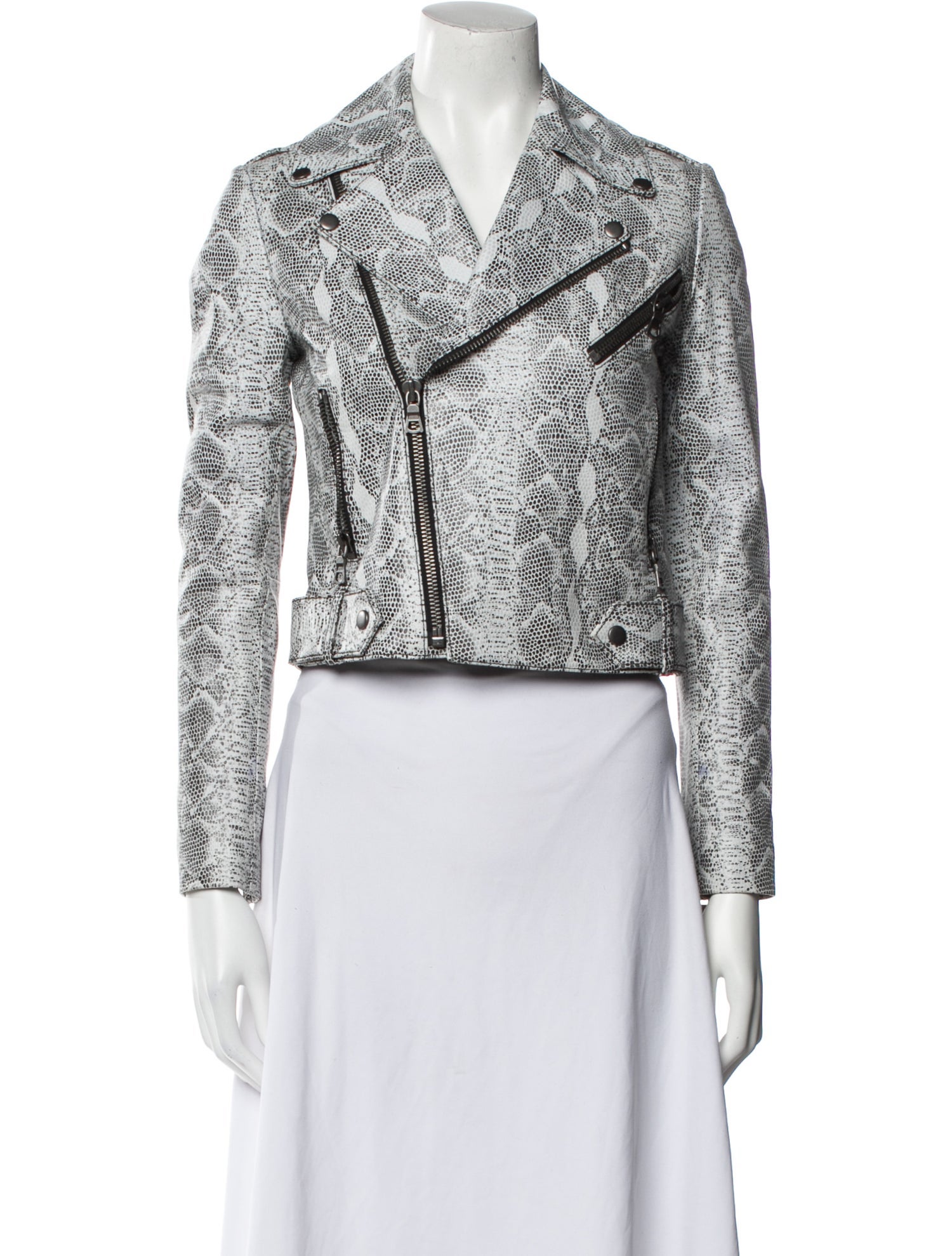 Alice + Olivia Leather Tweed Pattern Biker Jacket
