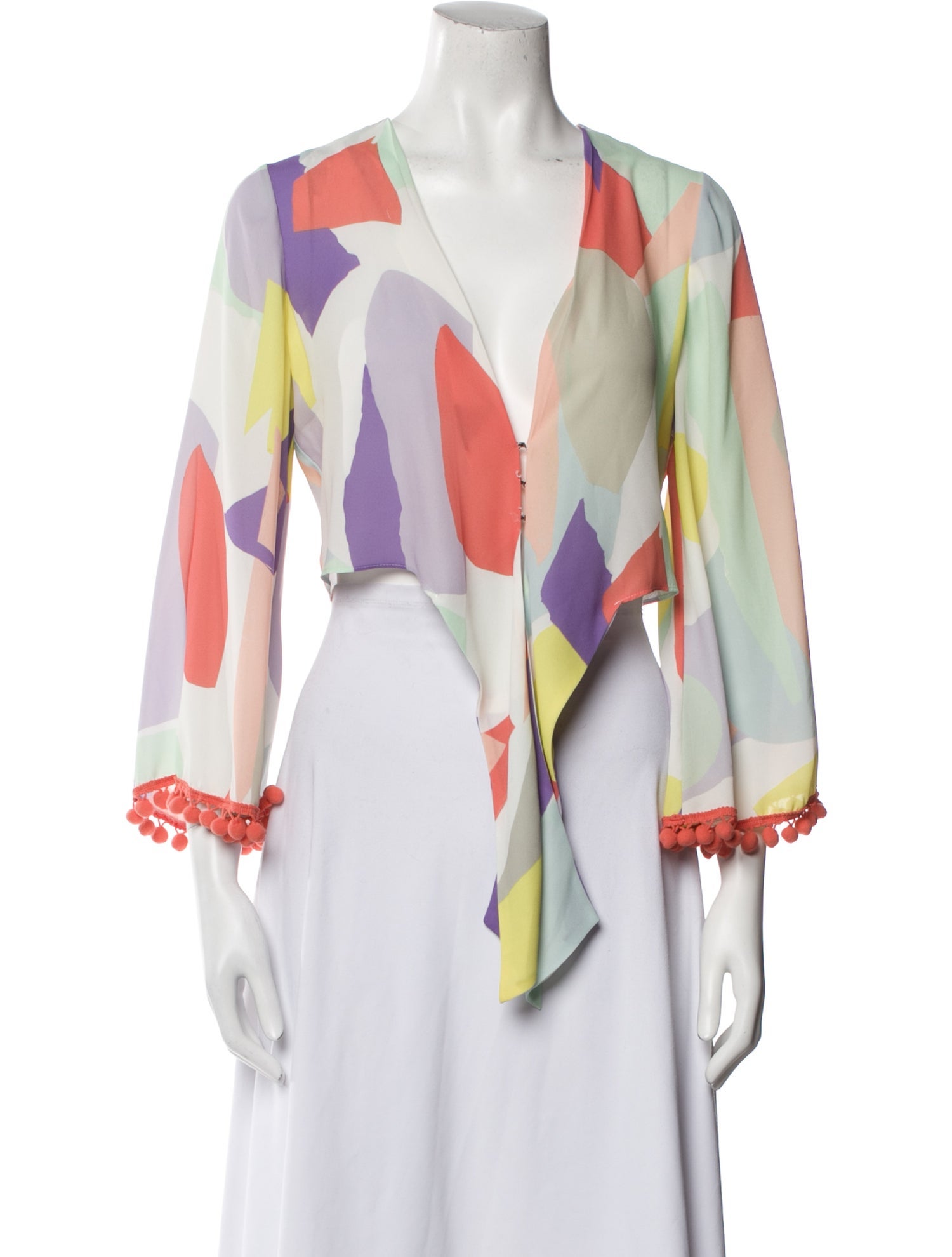 Alice + Olivia Printed Plunge Neckline Blouse