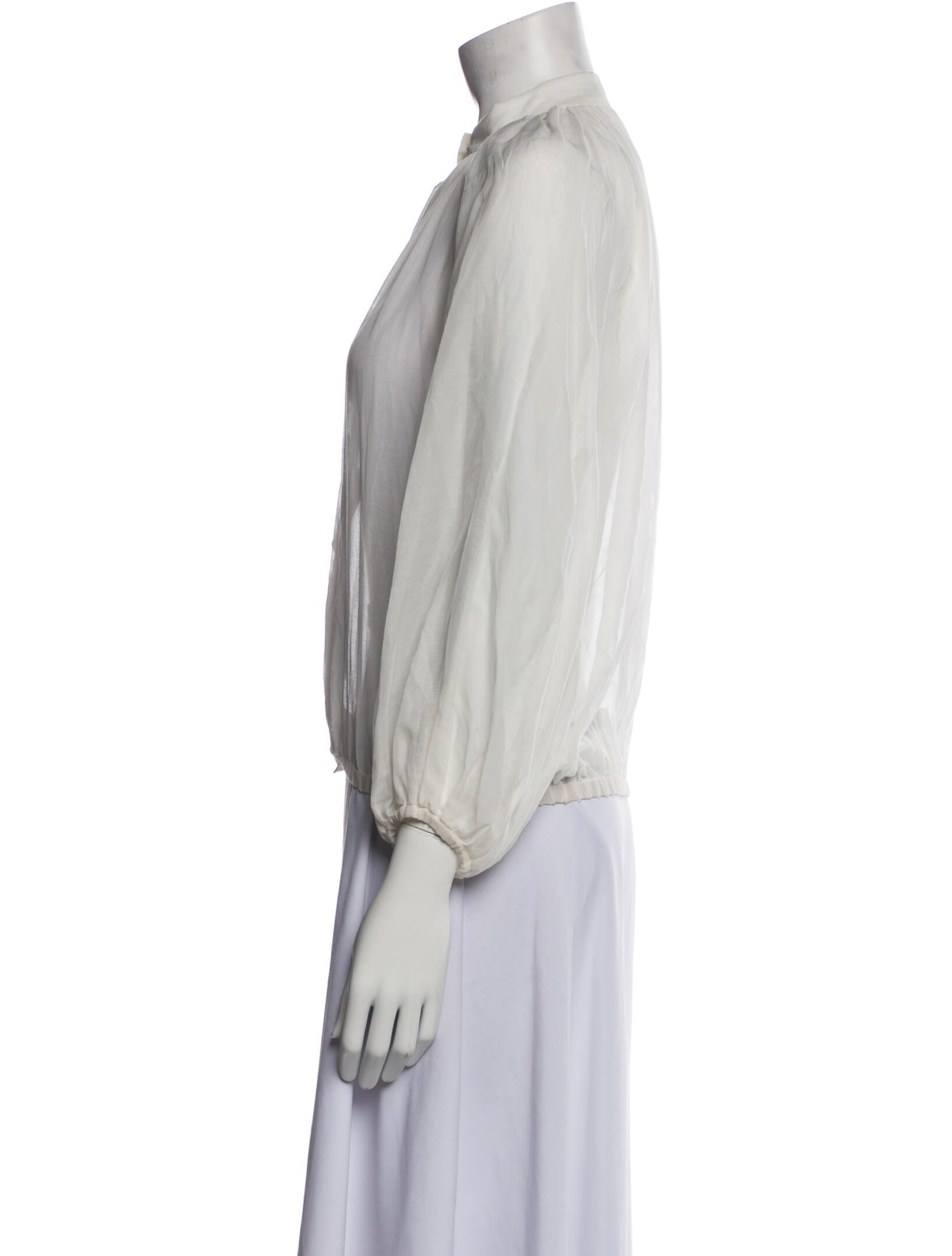 Alice + Olivia Mock Neck Three-Quarter Sleeve Button-Up Top