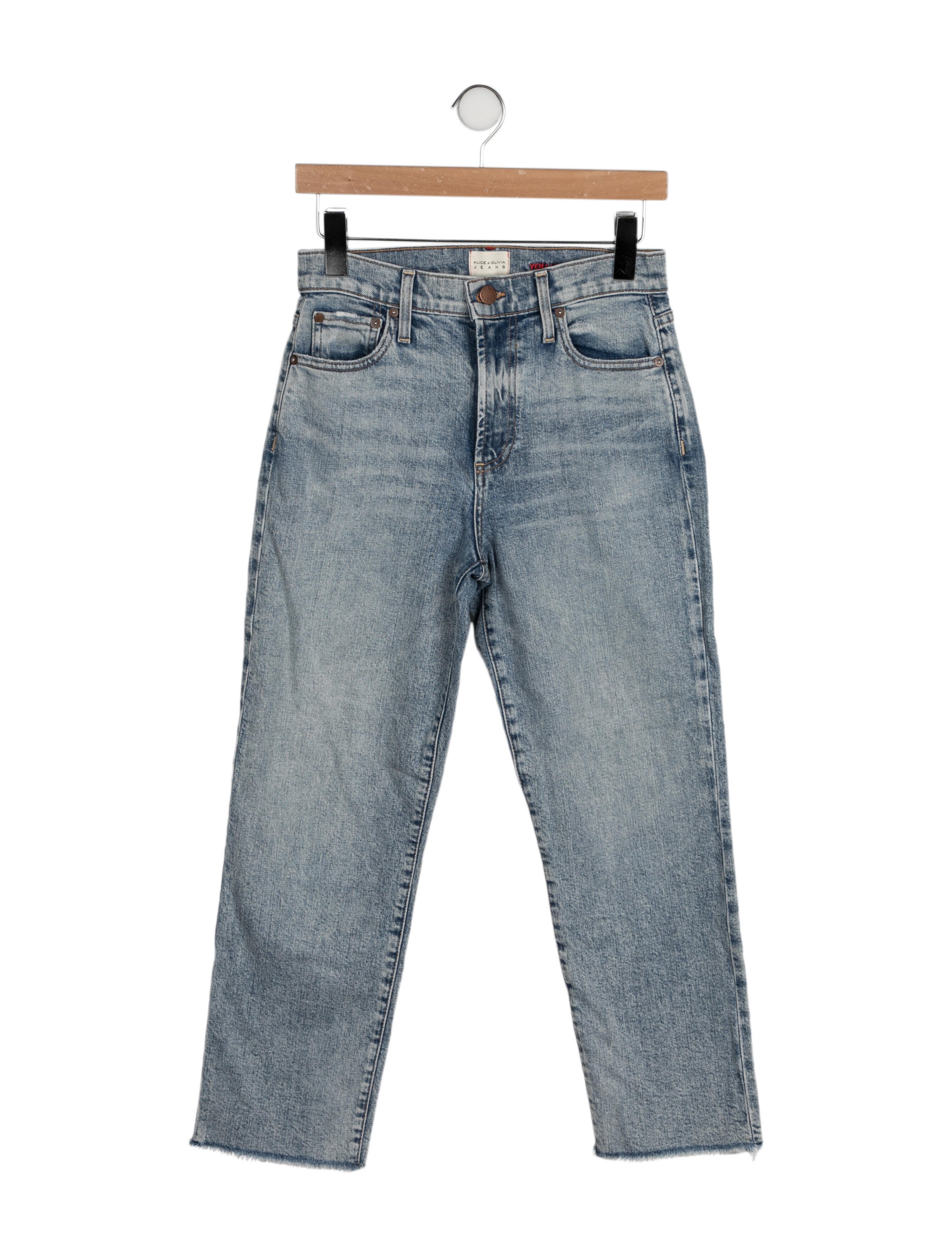 Alice + Olivia Mid-Rise Straight Leg Jeans