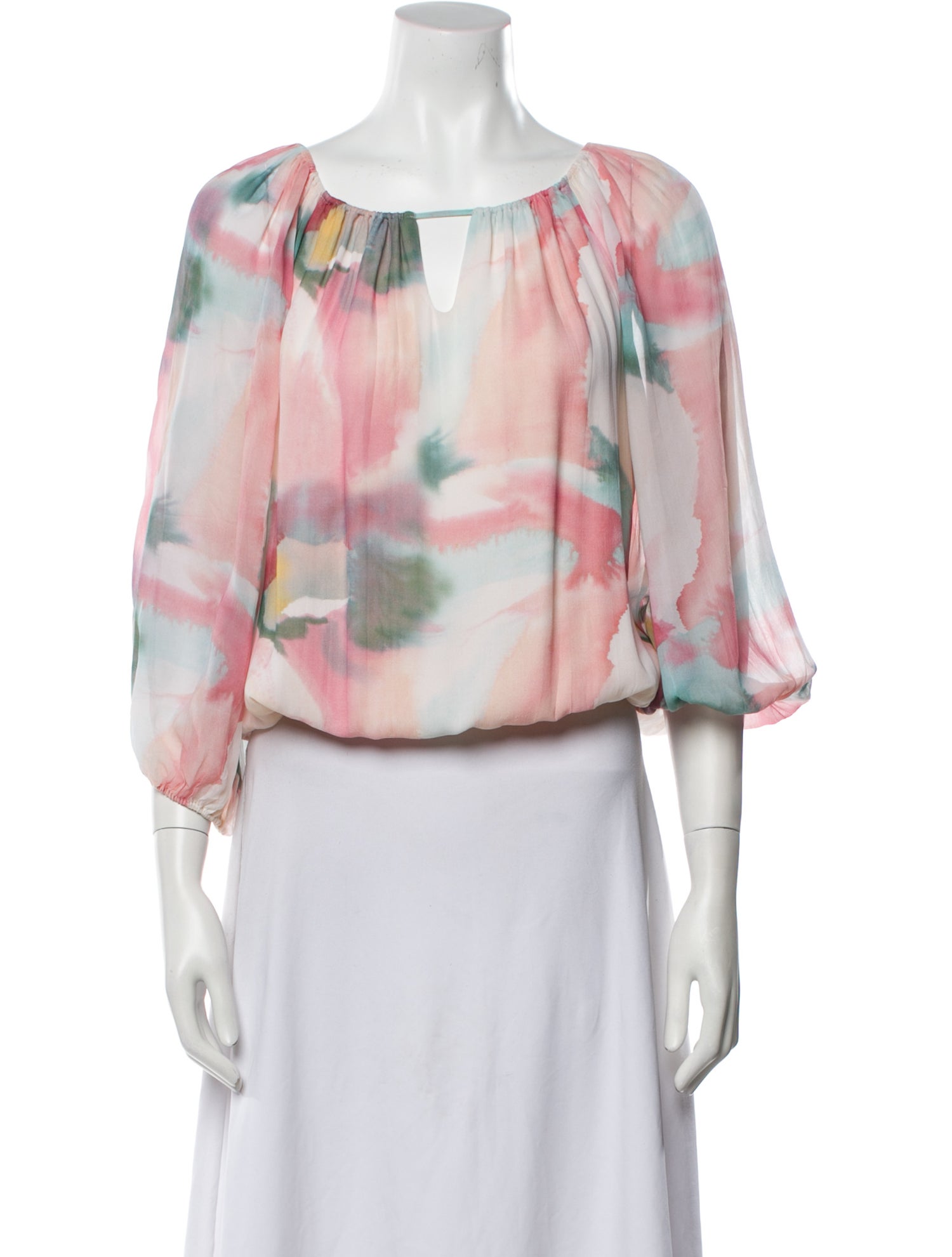 Alice + Olivia Silk Tie-Dye Print Crop Top