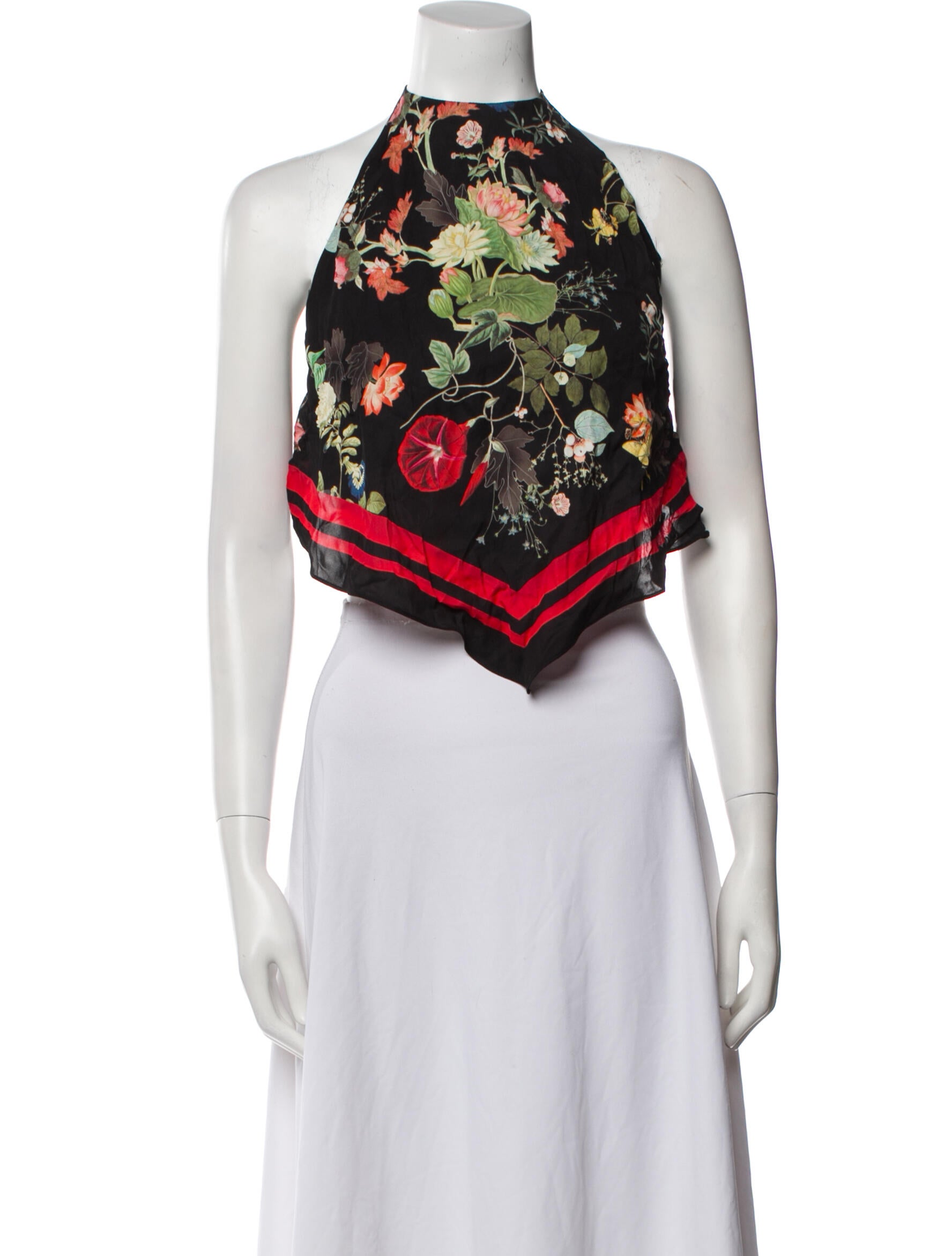 Alice + Olivia Silk Floral Print Crop Top