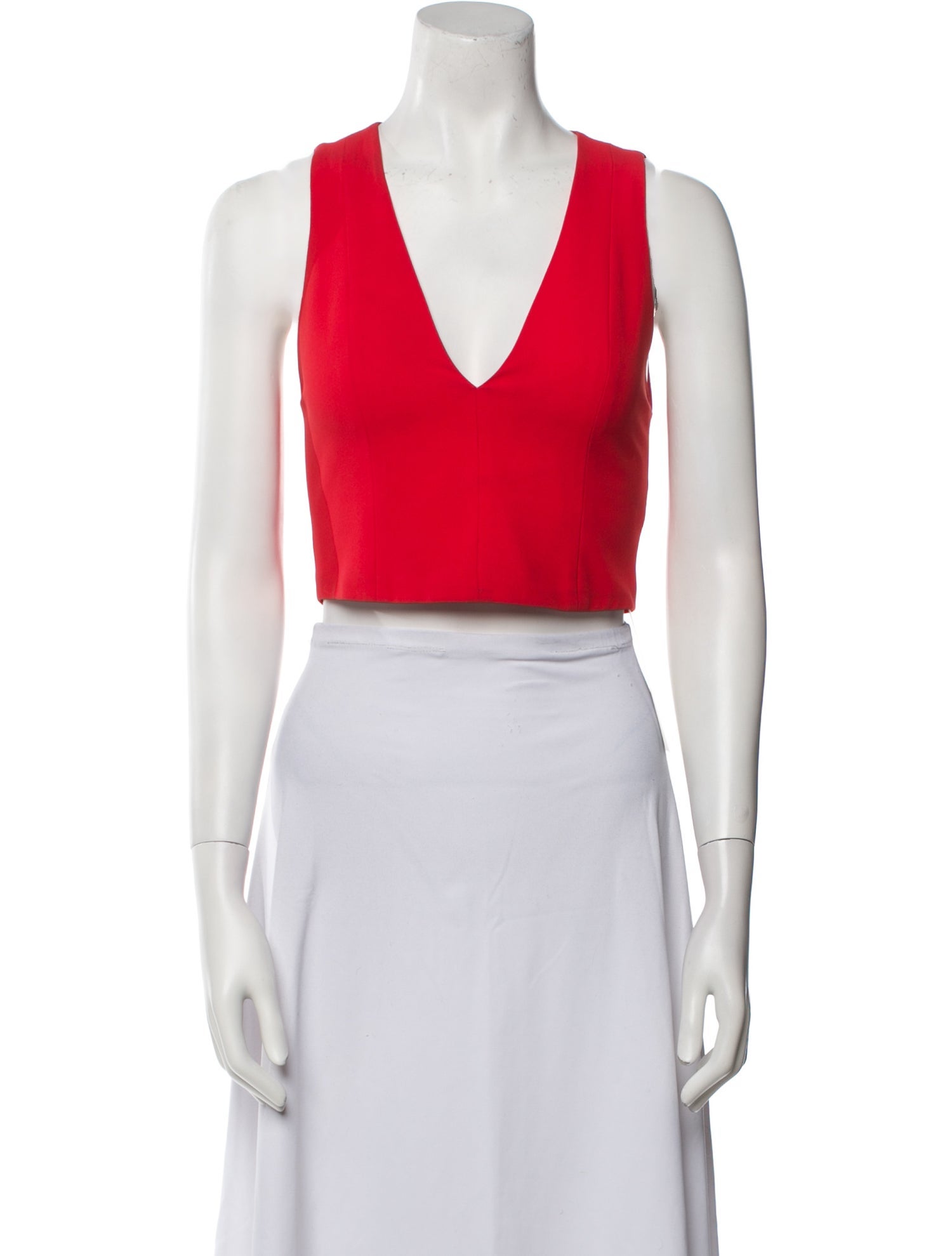Alice + Olivia Plunge Neckline Sleeveless Crop Top