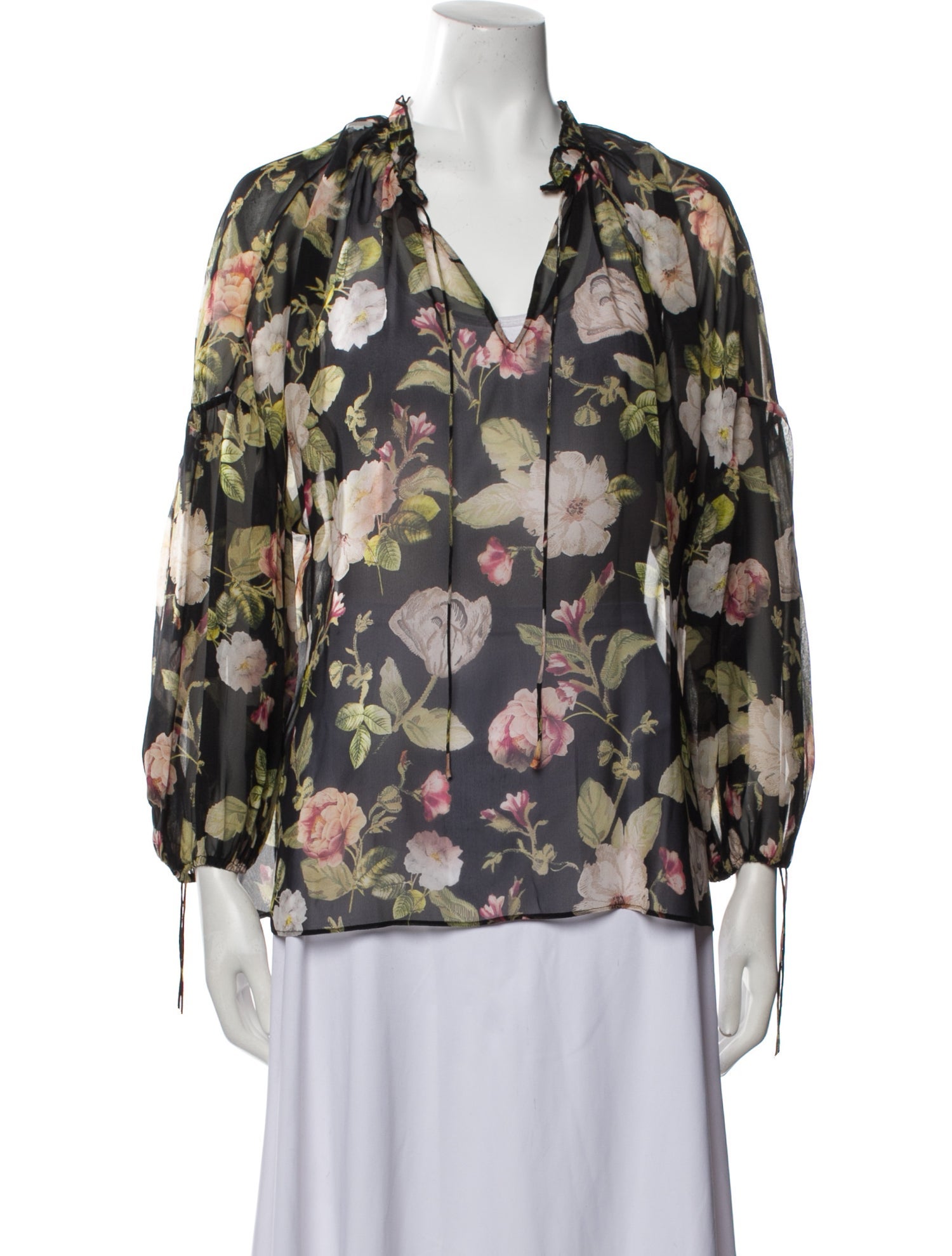Alice + Olivia Silk Floral Print Blouse