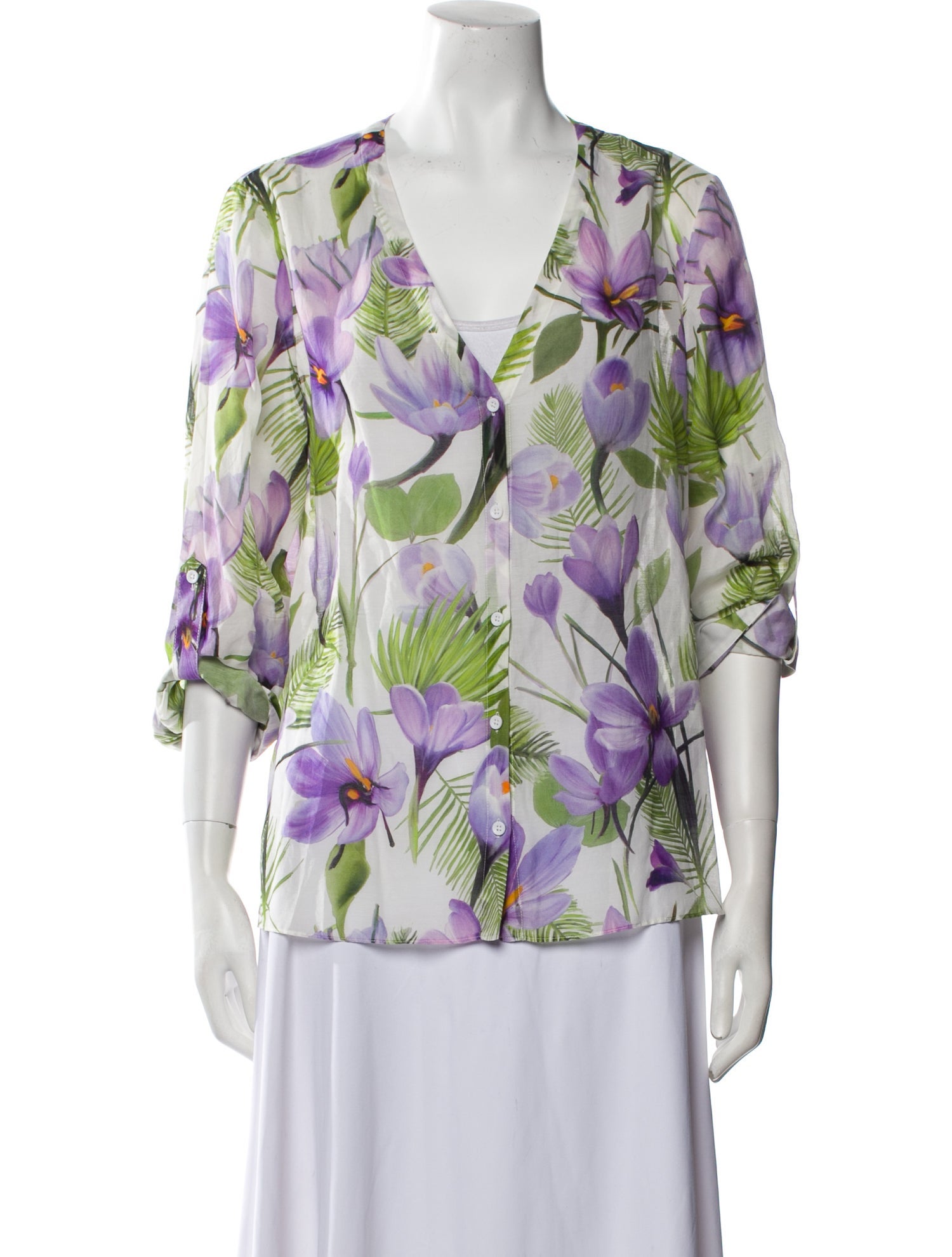 Alice + Olivia Printed V-Neck Blouse