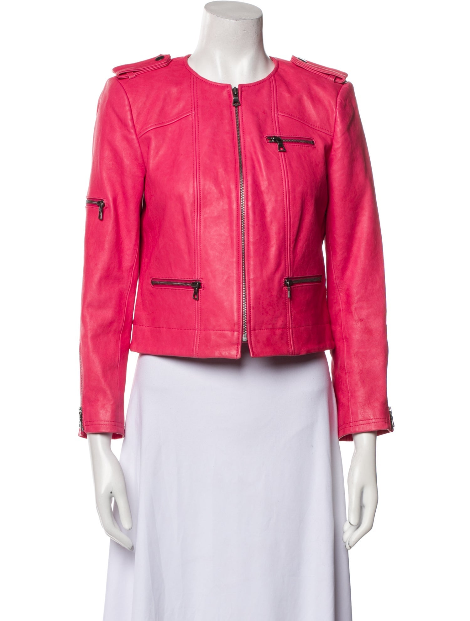 Alice + Olivia Lamb Leather Biker Jacket