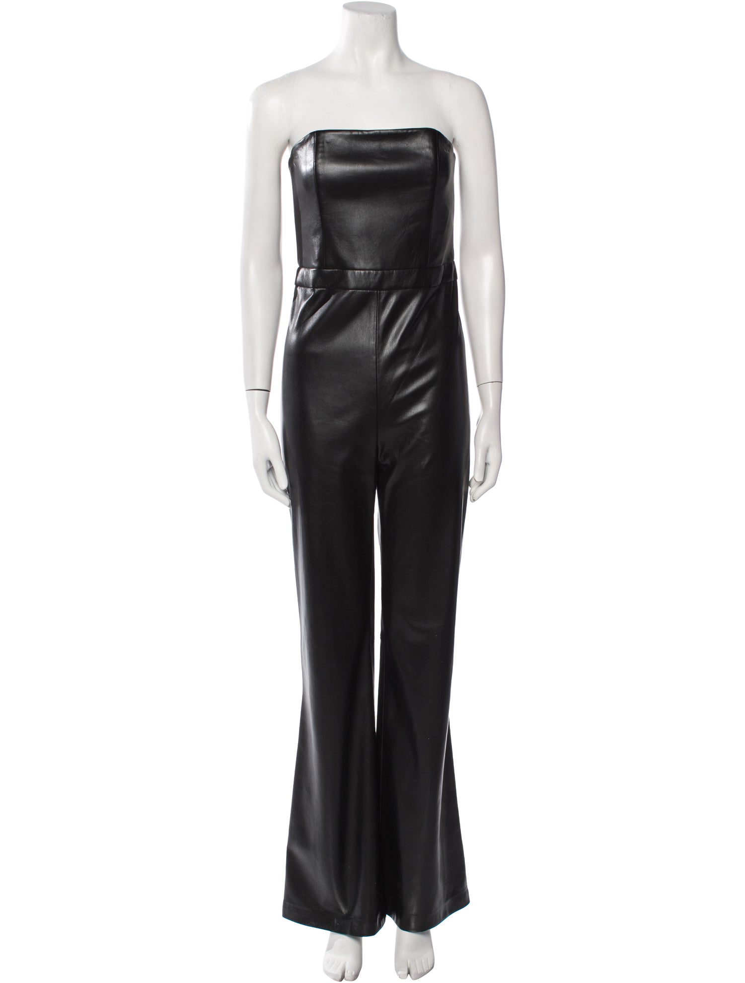 Alice + Olivia Faux Leather Strapless Jumpsuit