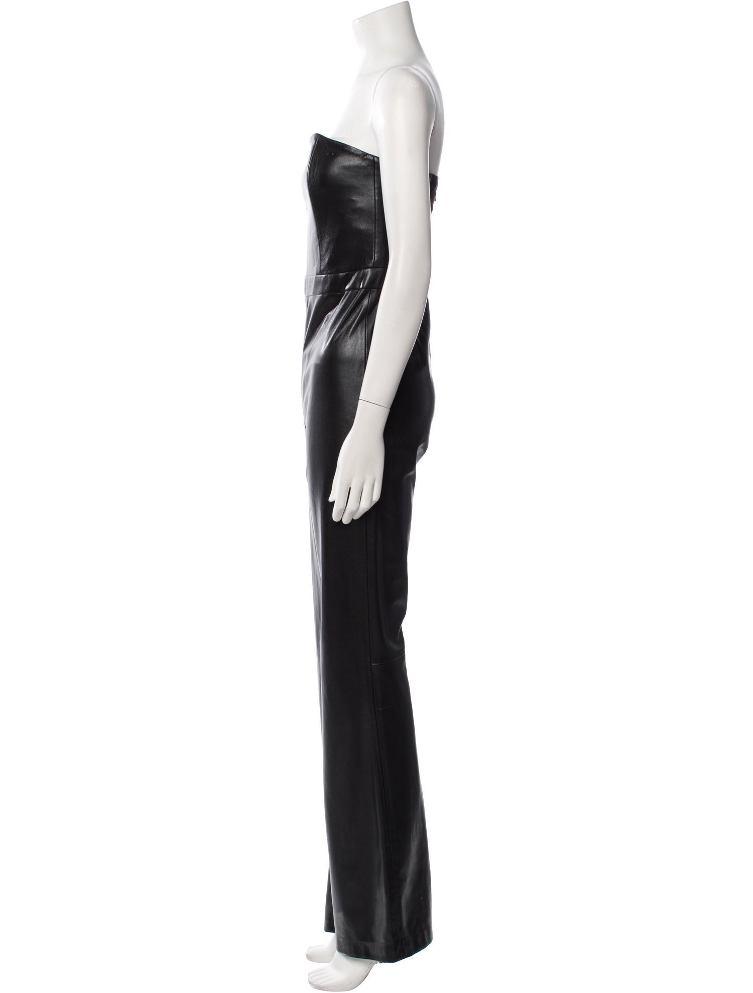 Alice + Olivia Faux Leather Strapless Jumpsuit