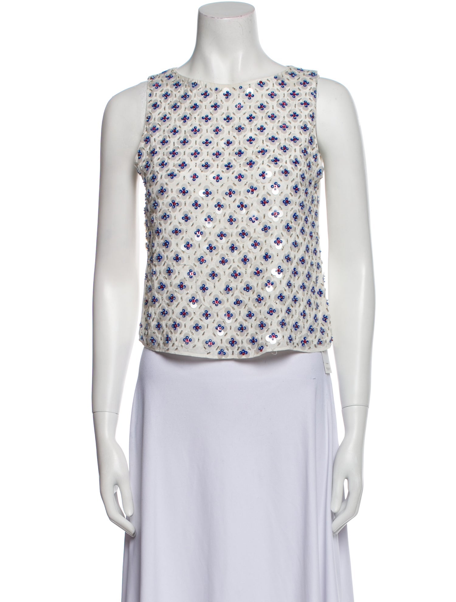 Alice + Olivia Printed Crew Neck Crop Top