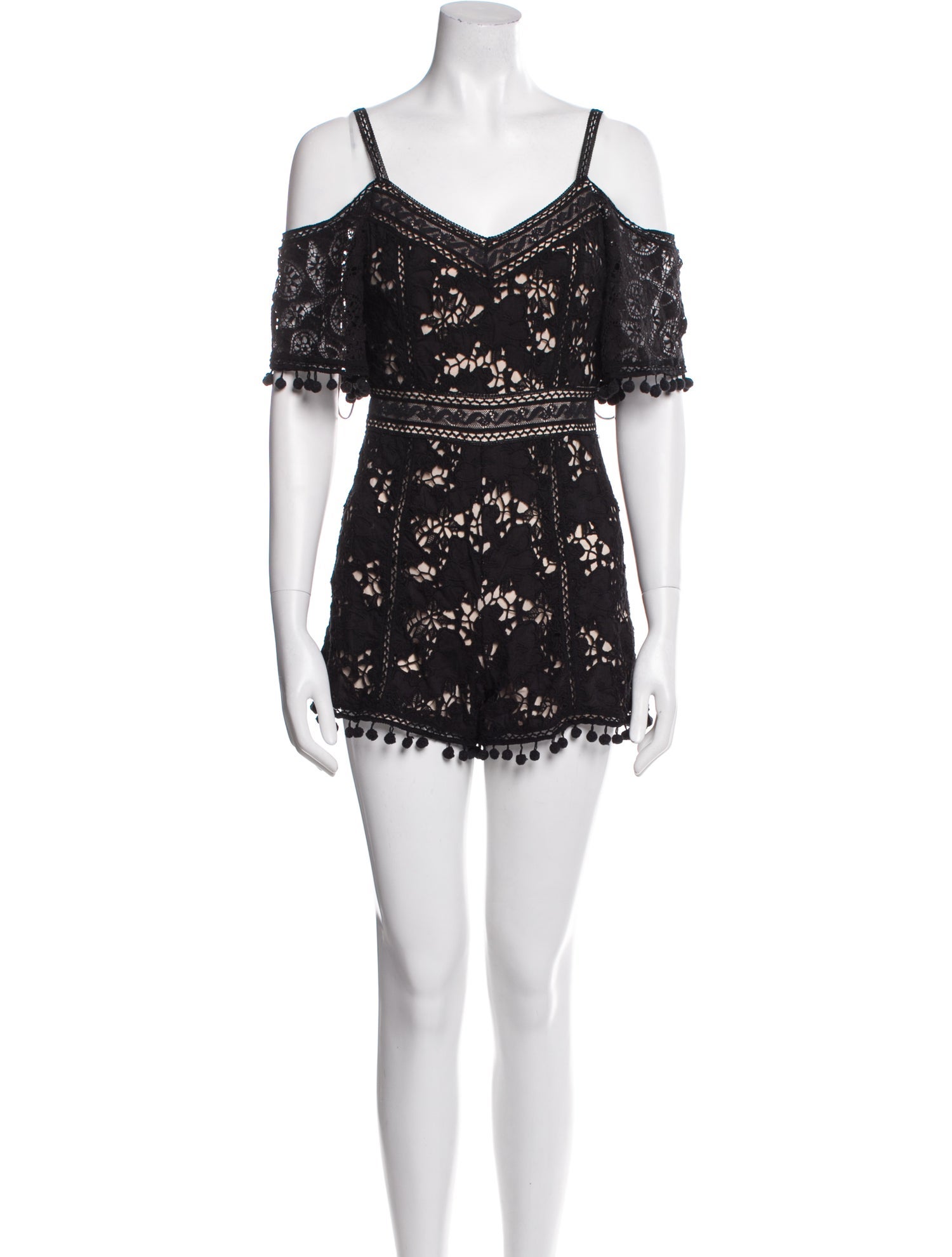 Alice + Olivia Lace Pattern Square Neckline Romper