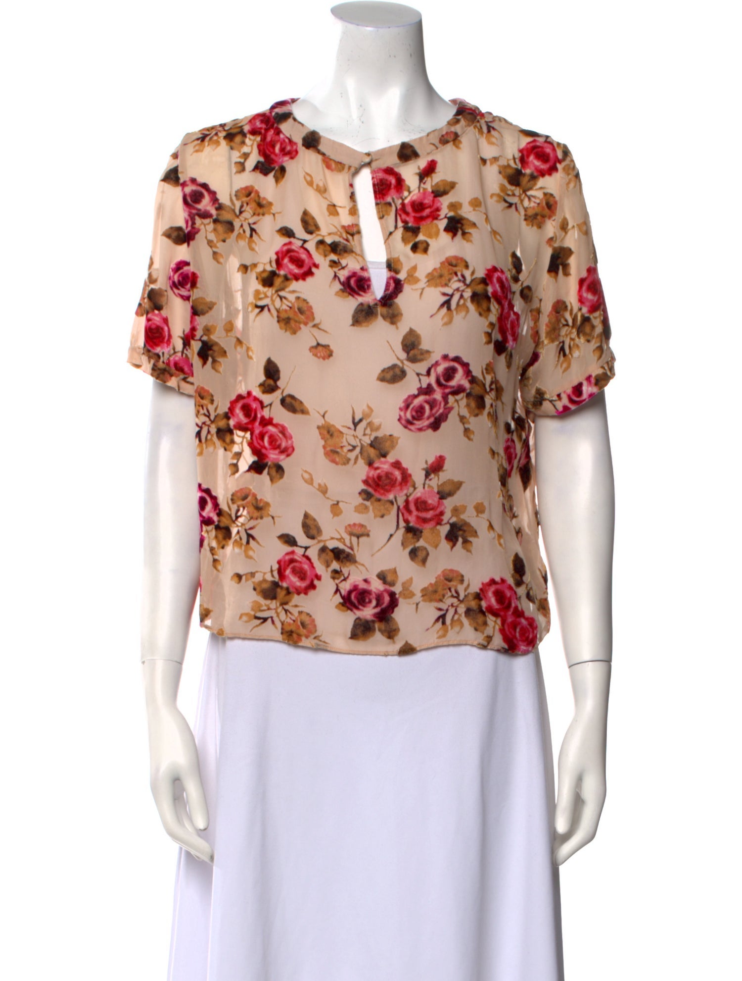 Alice + Olivia Floral Print Crew Neck Blouse