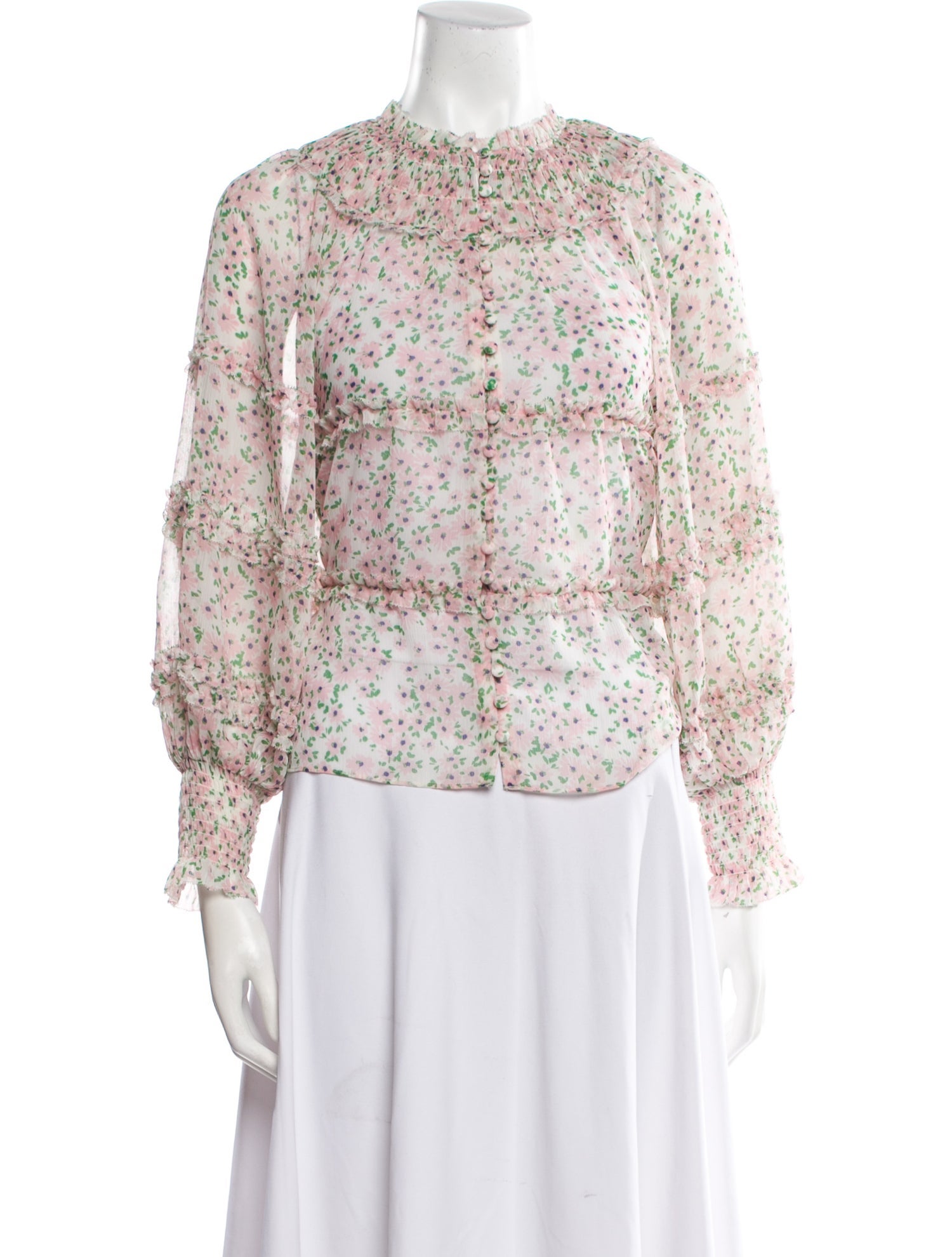 Alice + Olivia Floral Print Crew Neck Blouse