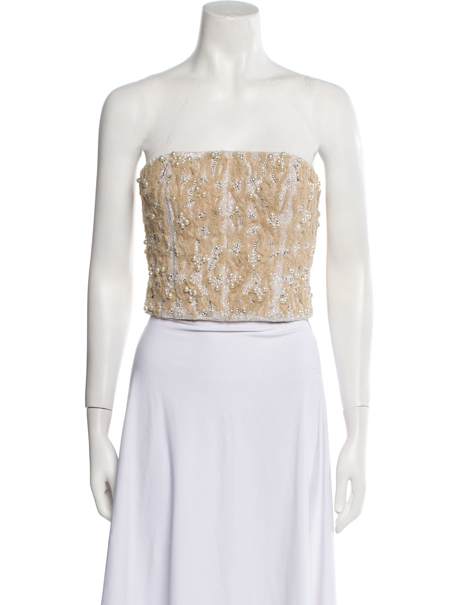 Alice + Olivia Silk Strapless Crop Top