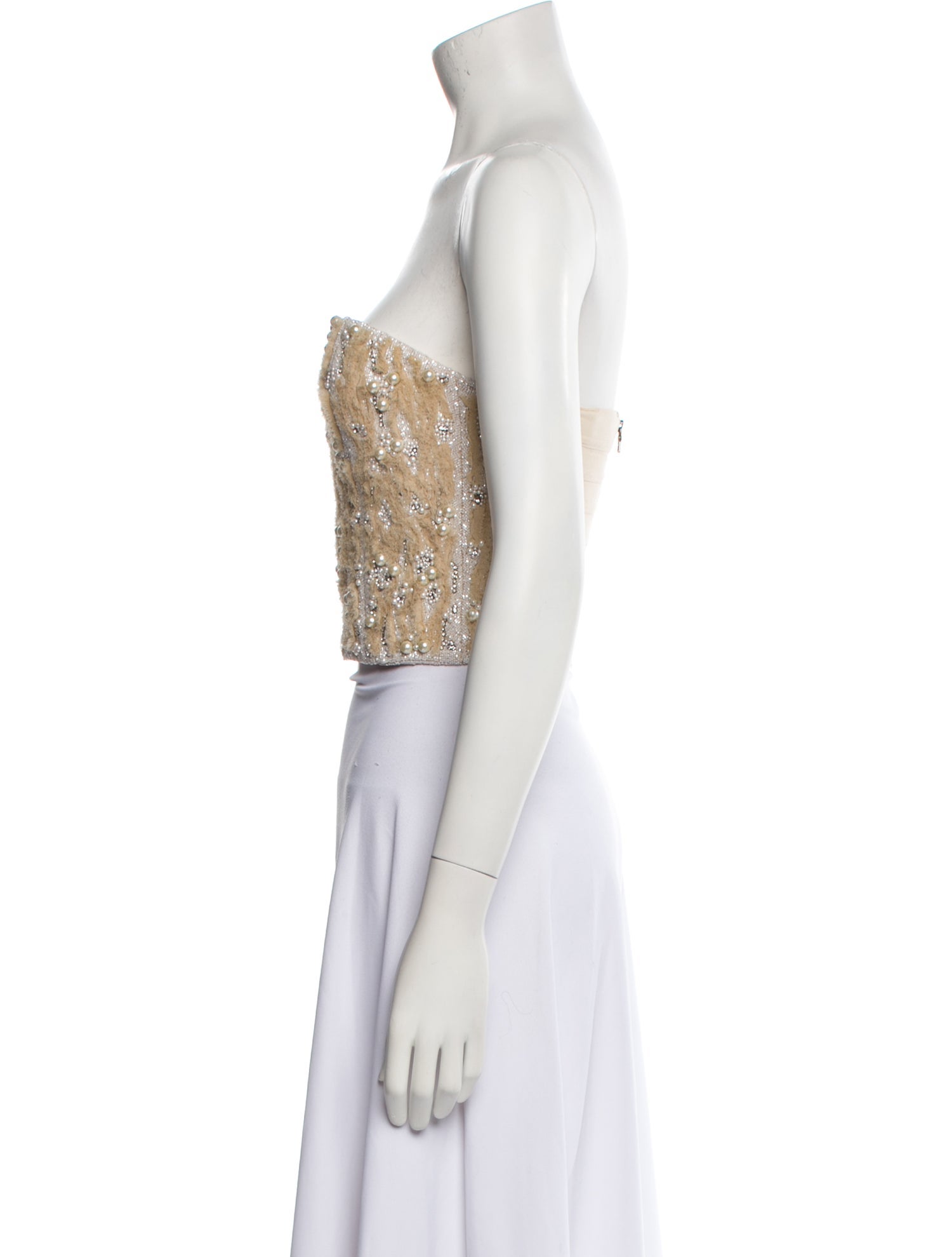 Alice + Olivia Silk Strapless Crop Top