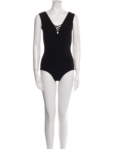 Alice + Olivia Tops Plunge Neckline Sleeveless Bodysuit XS