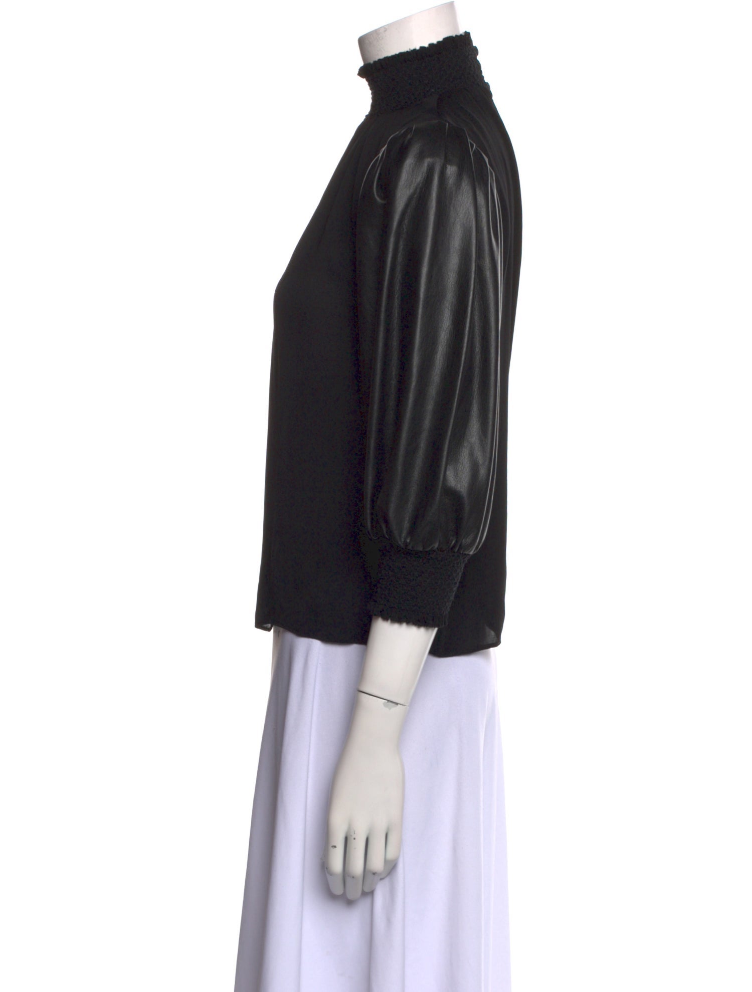 Alice + Olivia Mock Neck Three-Quarter Sleeve Blouse