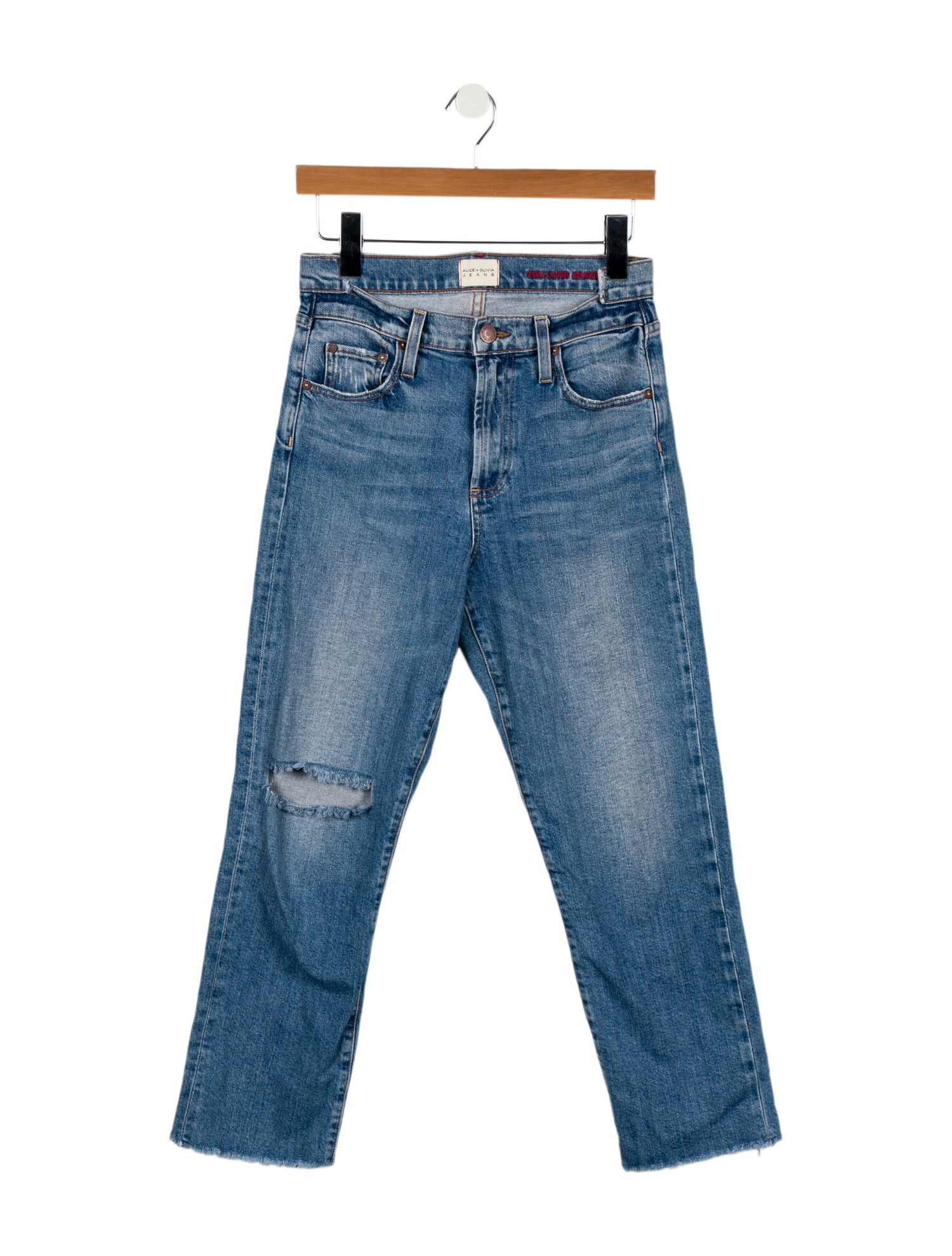 Alice + Olivia Mid-Rise Straight Leg Jeans