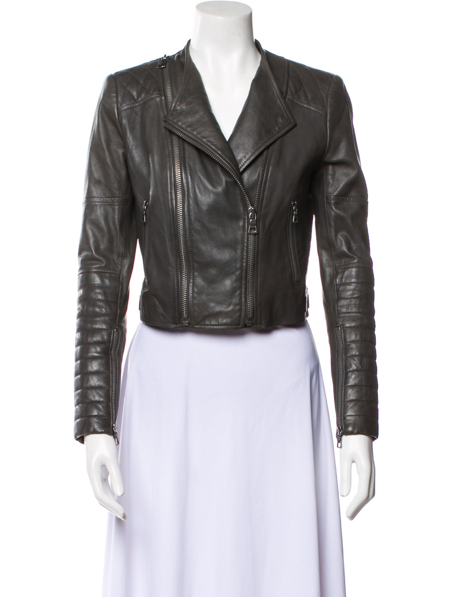 Alice + Olivia Lamb Leather Biker Jacket