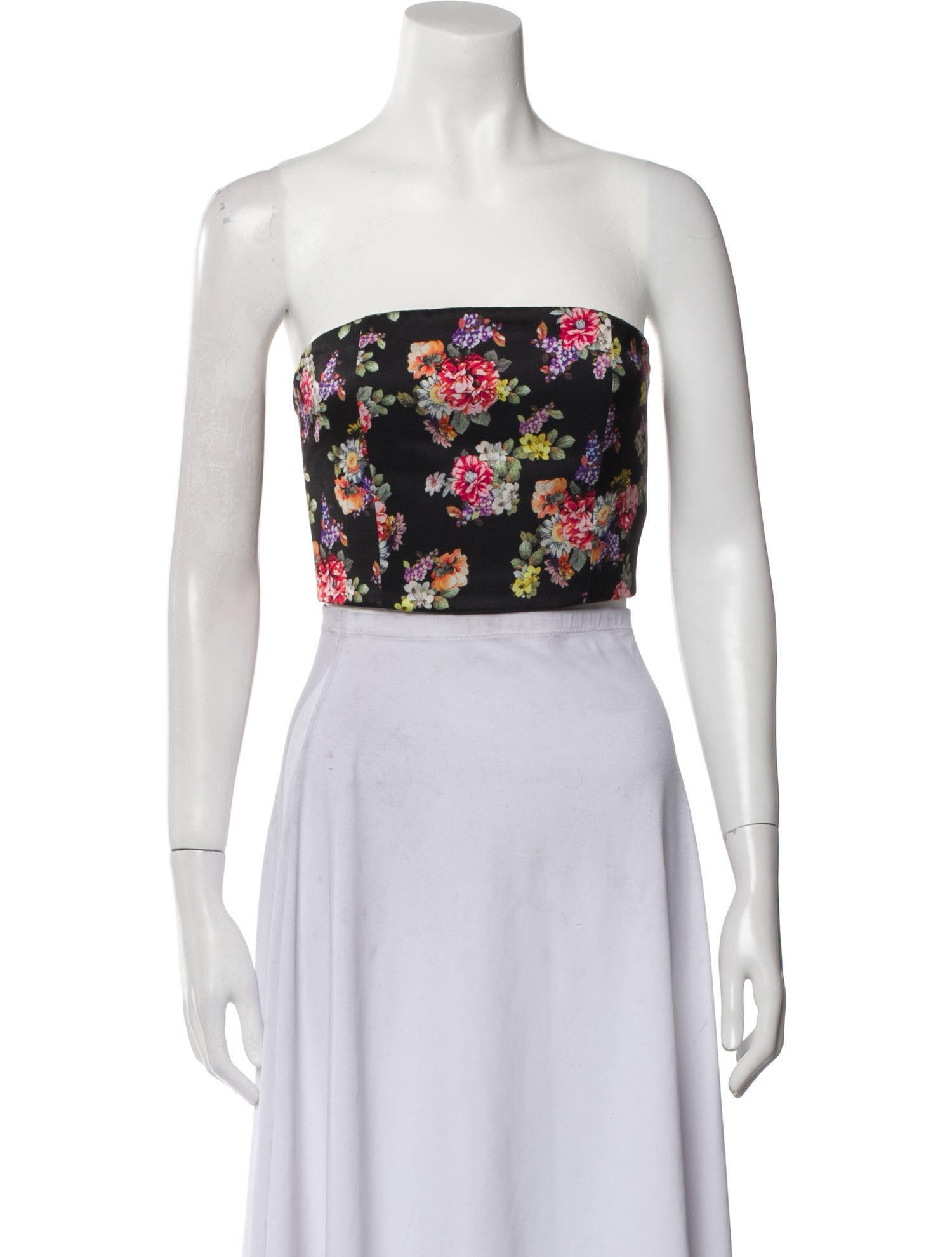 Alice + Olivia Floral Print Strapless Crop Top