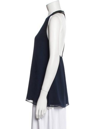 Alice + Olivia Lamb Leather Halterneck Top