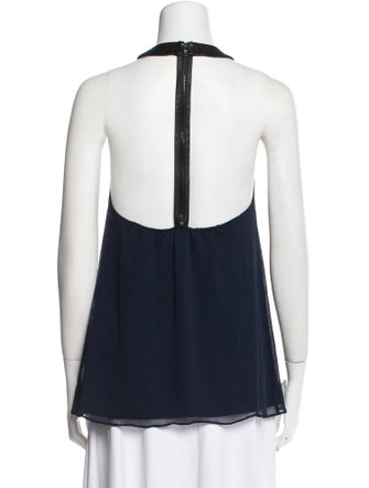 Alice + Olivia Lamb Leather Halterneck Top
