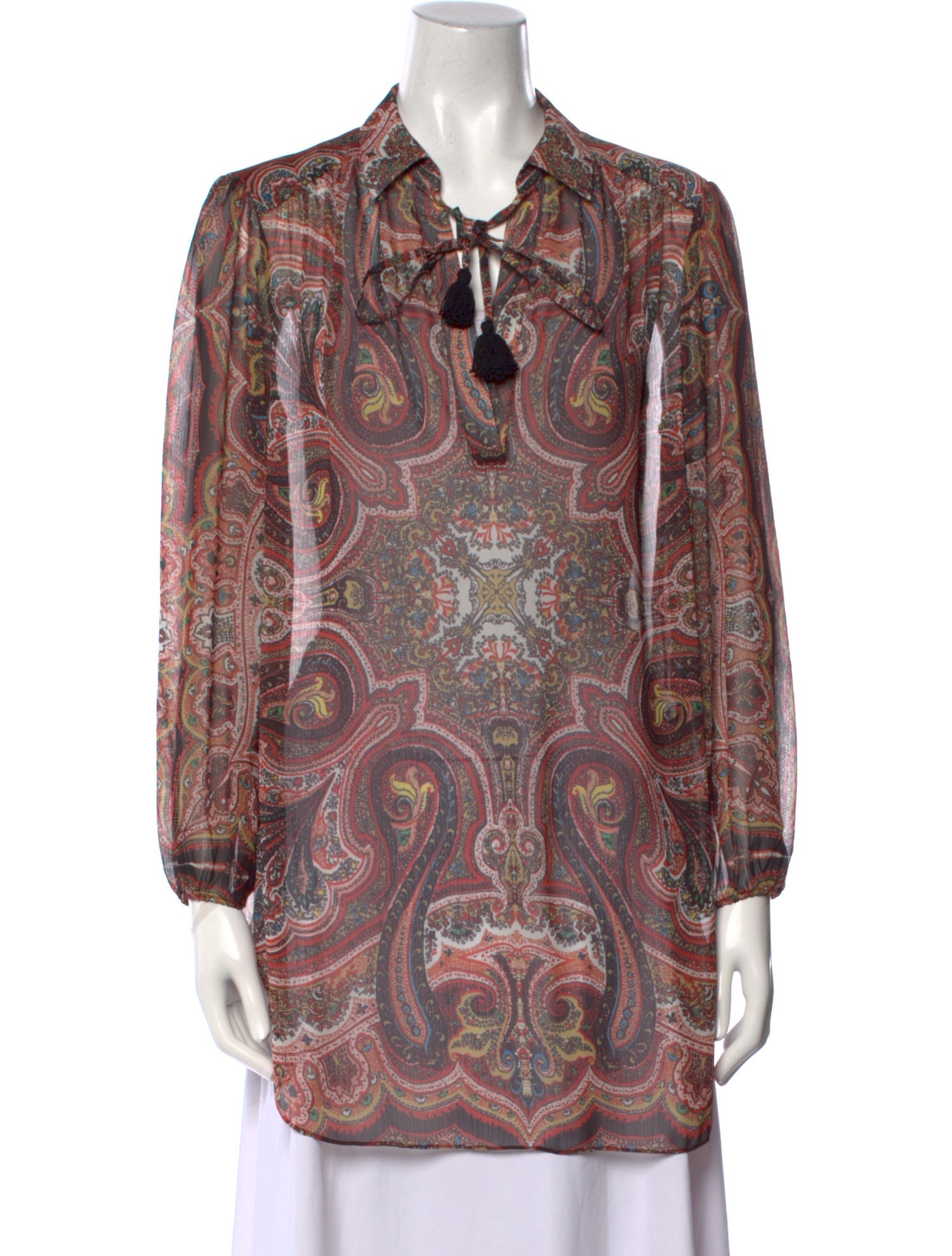 Alice + Olivia Paisley Print Tie Neck Tunic