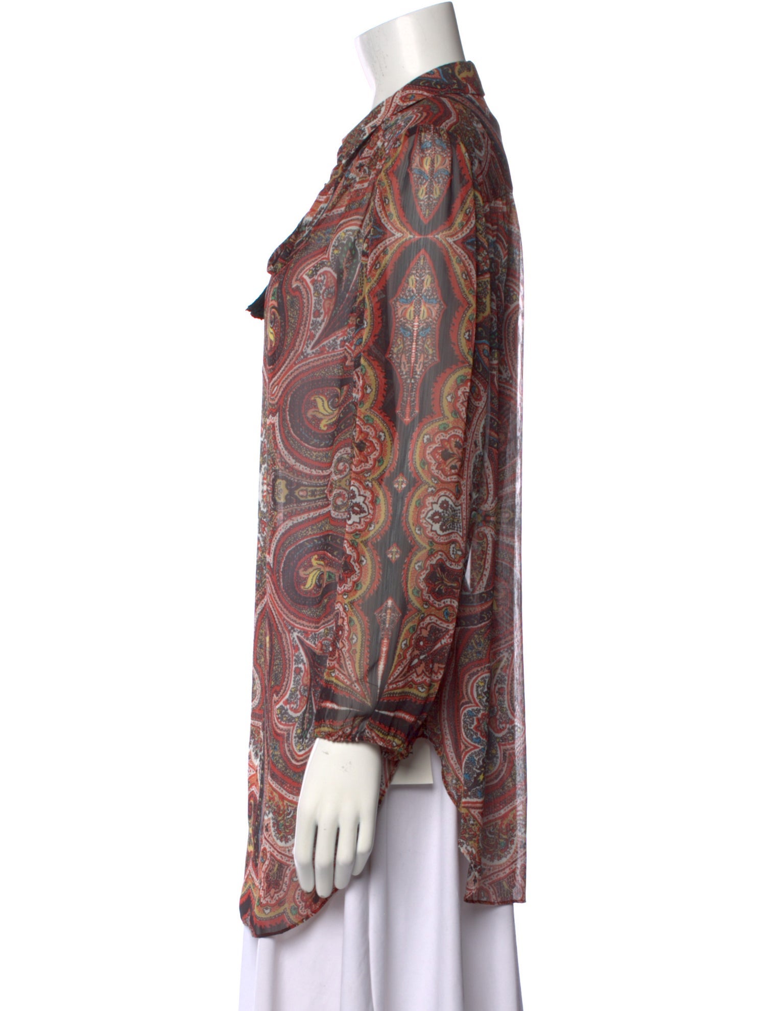 Alice + Olivia Paisley Print Tie Neck Tunic