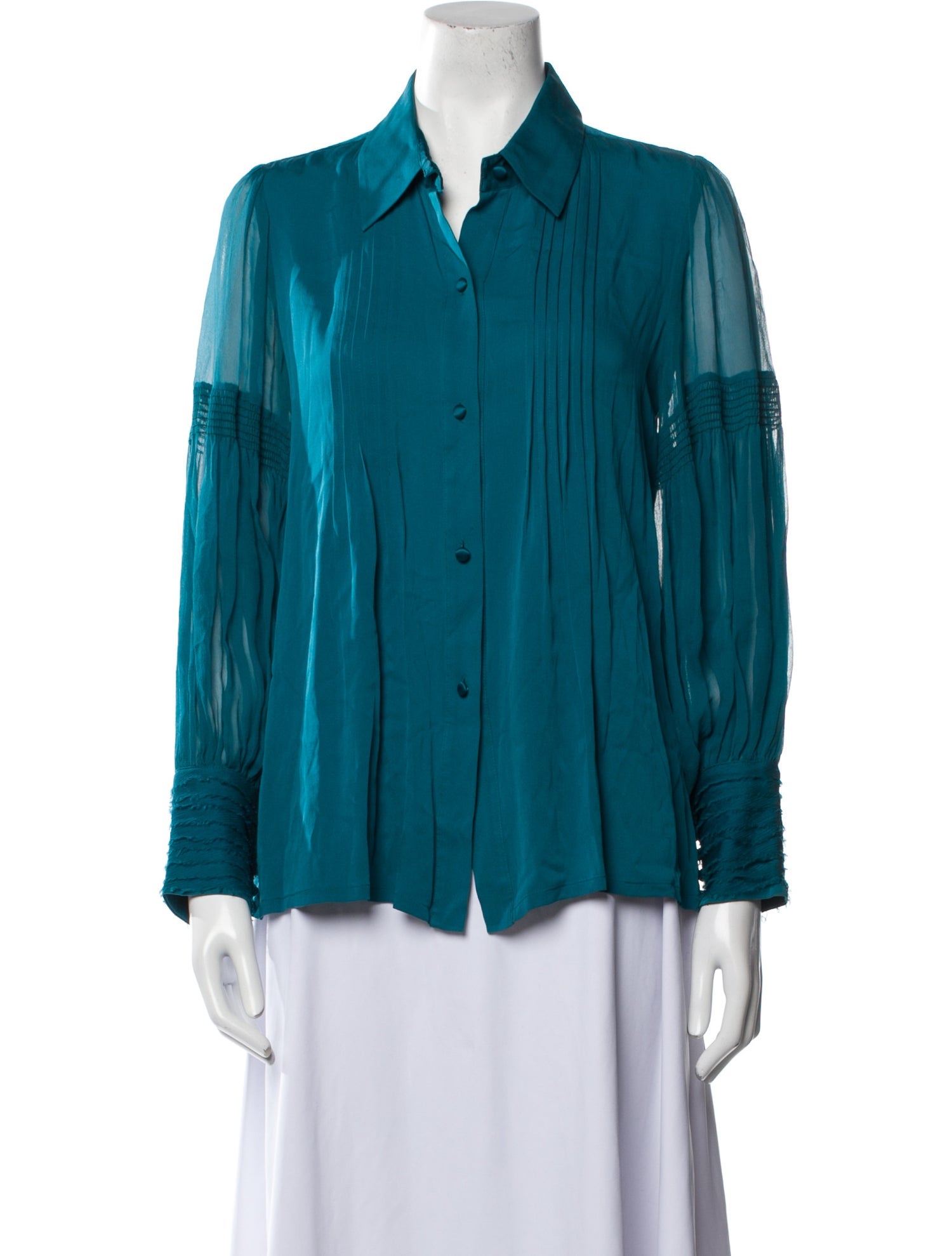 Alice + Olivia Silk Long Sleeve Button-Up Top