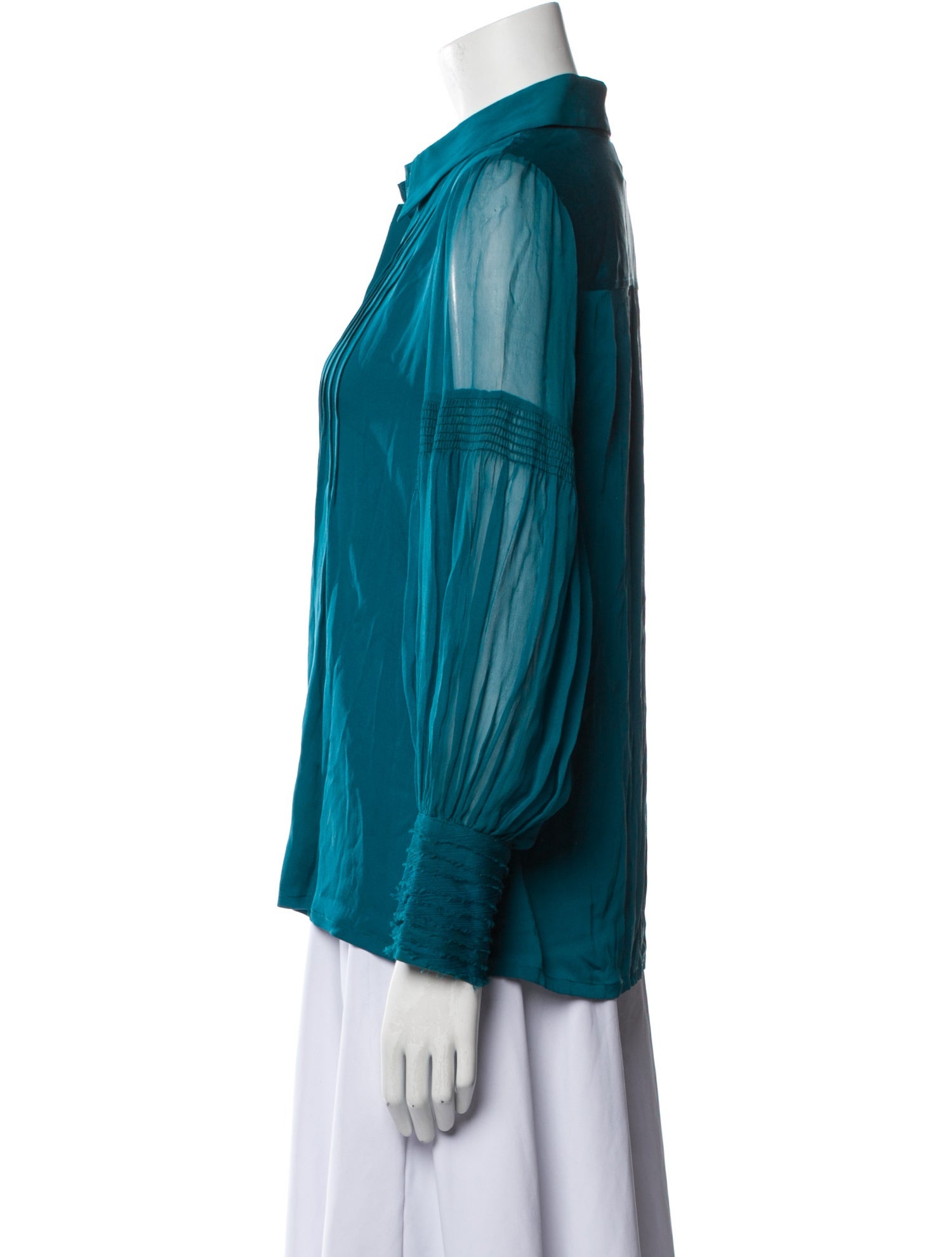 Alice + Olivia Silk Long Sleeve Button-Up Top