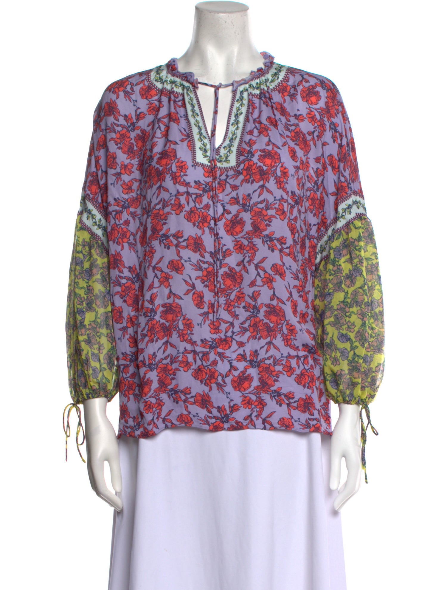 Alice + Olivia Floral Print V-Neck Blouse