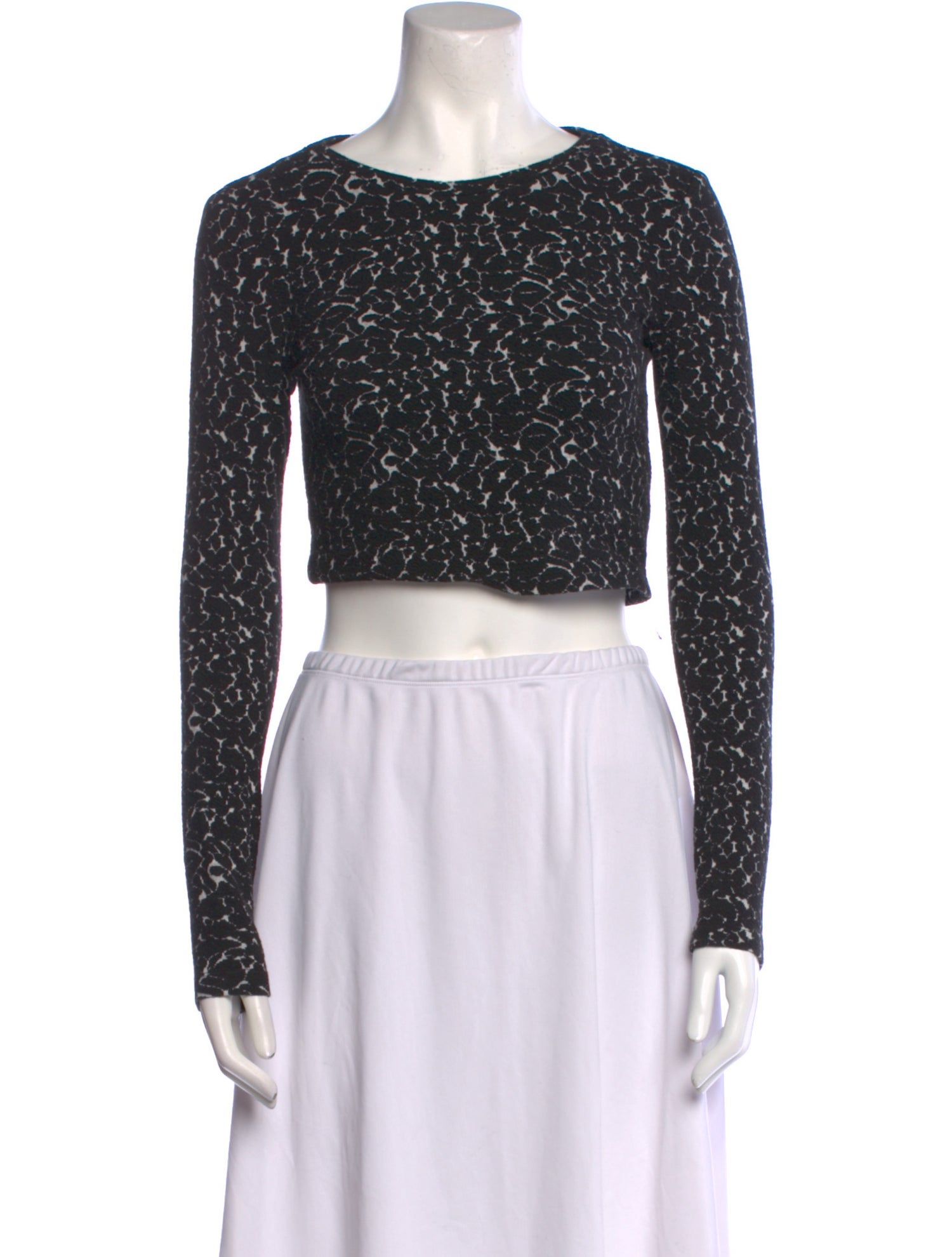 Alice + Olivia Bateau Neckline Long Sleeve Crop Top