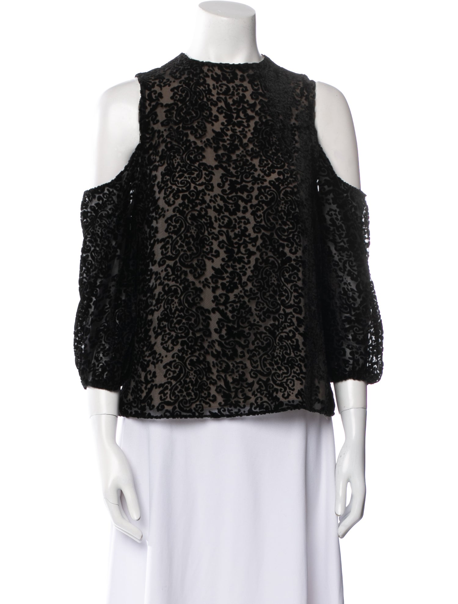 Alice + Olivia Lace Pattern Crew Neck Blouse