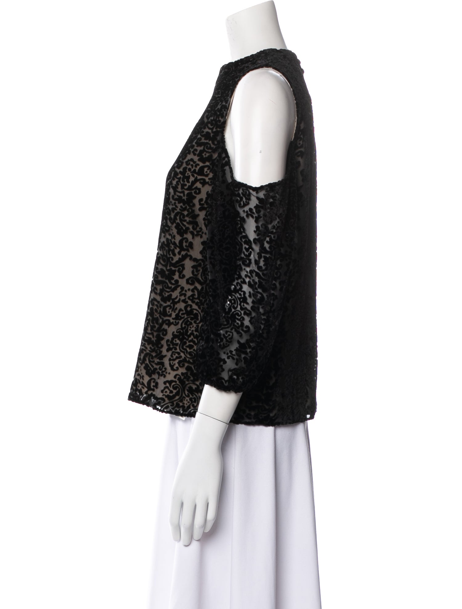 Alice + Olivia Lace Pattern Crew Neck Blouse