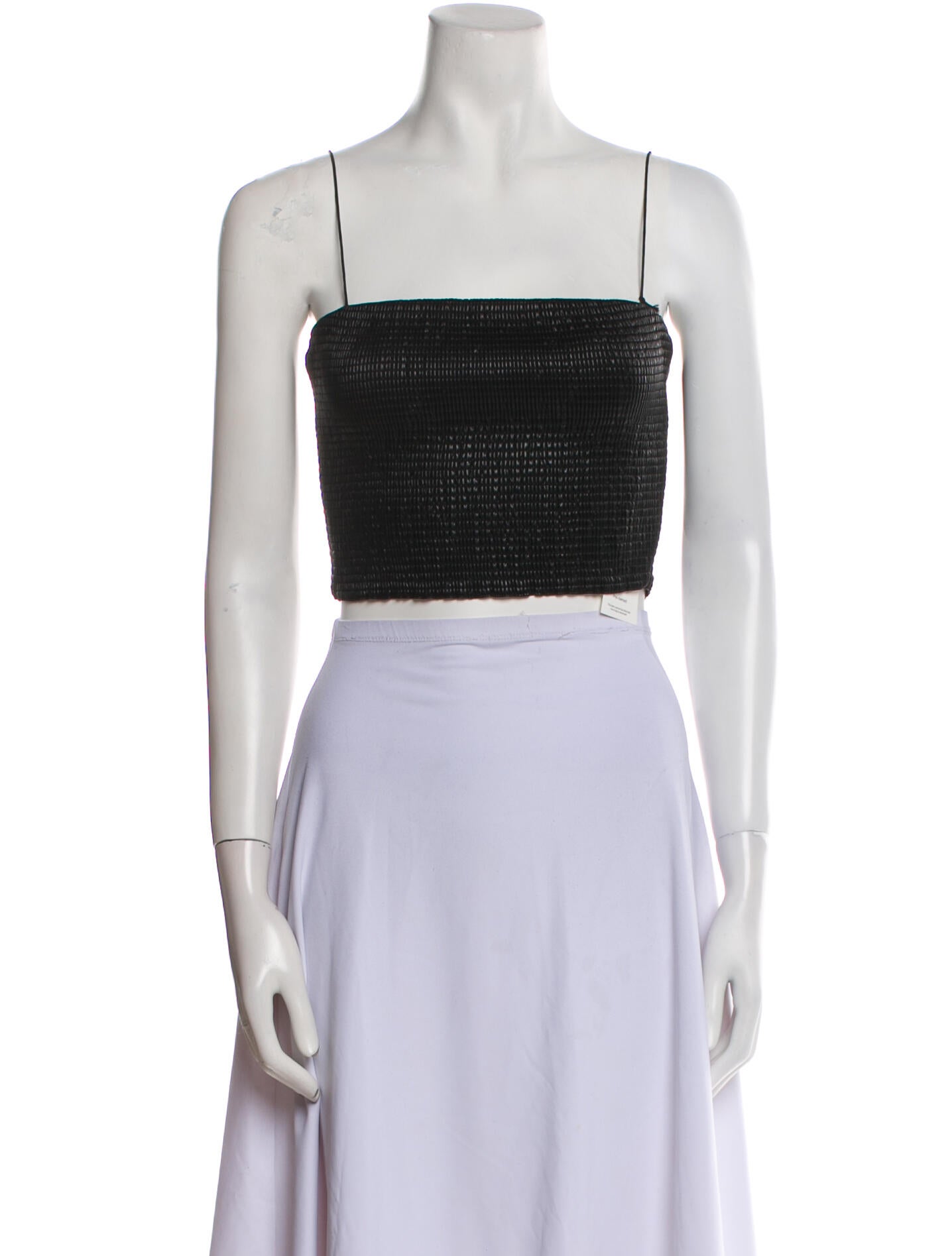 Alice + Olivia Faux Leather Square Neckline Crop Top