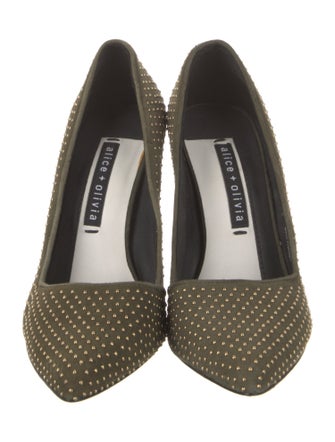 Alice + Olivia Suede Studded Accents Pumps