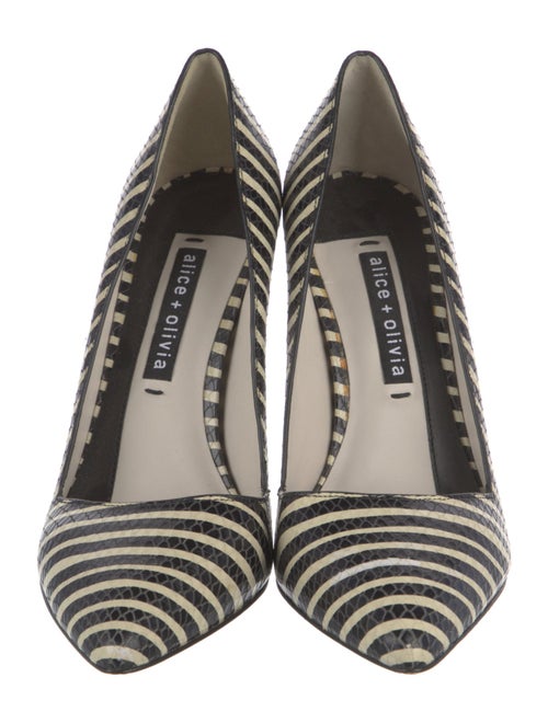 Alice + Olivia Leather Striped Pumps