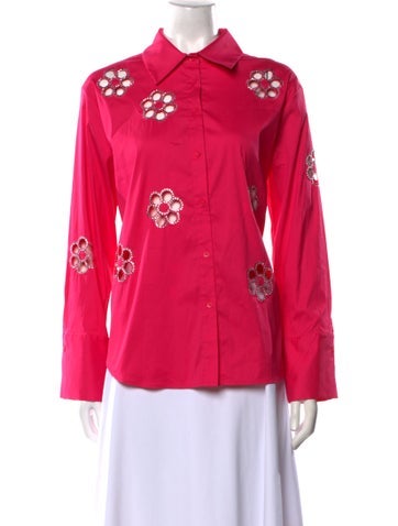 Alice + Olivia Tops Floral Print Long Sleeve Button-Up Top S