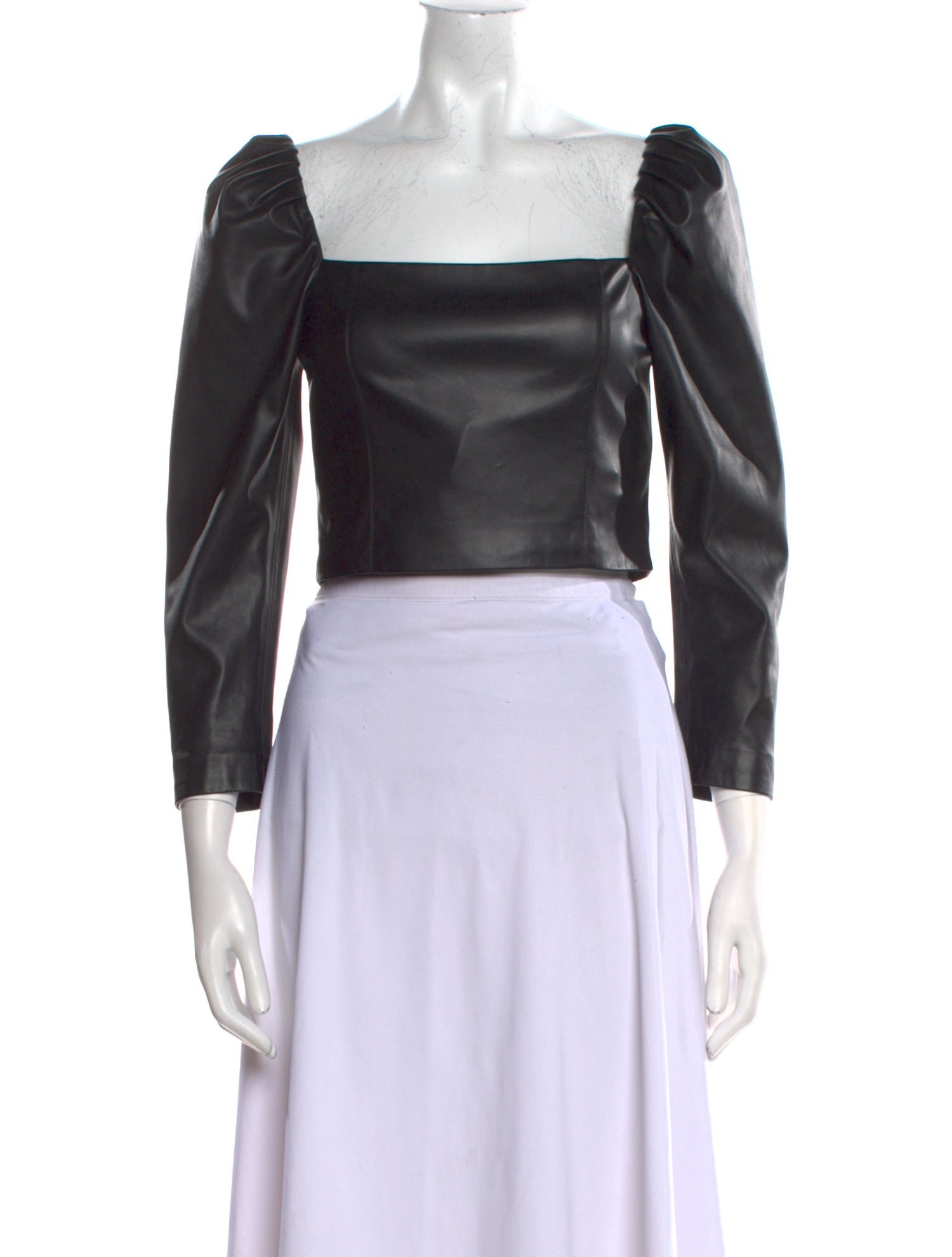 Alice + Olivia Square Neckline Three-Quarter Sleeve Crop Top