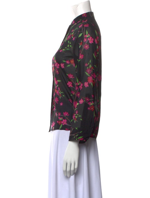 Alice + Olivia Silk Floral Print Button-Up Top