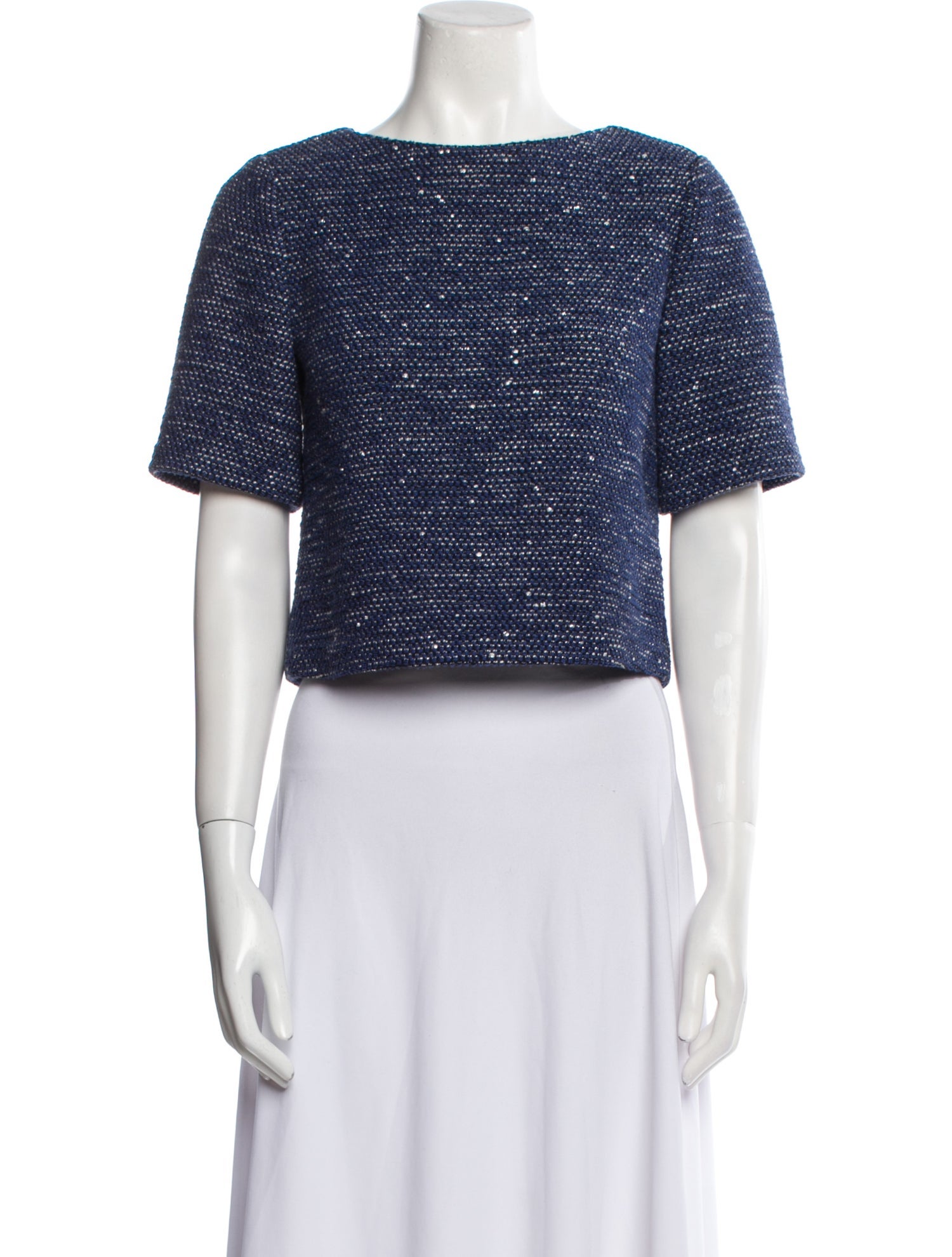 Alice + Olivia Bateau Neckline Short Sleeve Crop Top