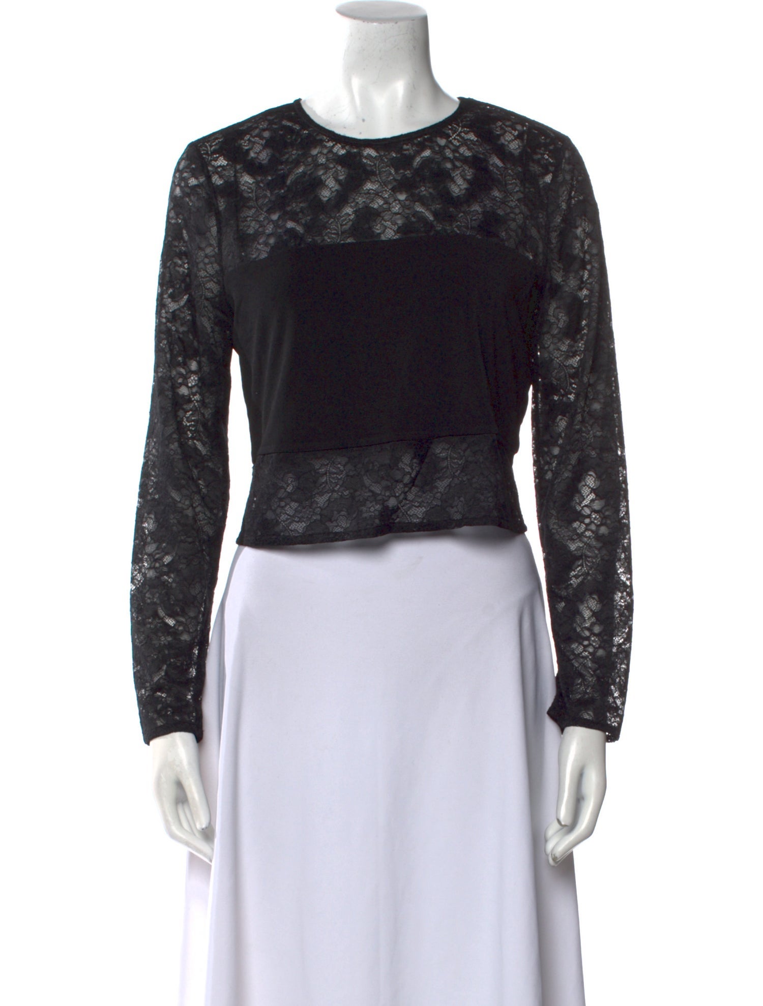 Alice + Olivia Lace Pattern Crew Neck Crop Top